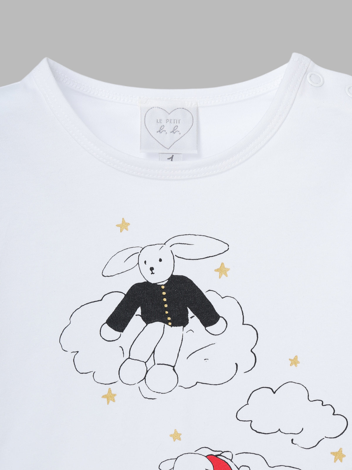 ENFANT ベビー ベビー プリント コットン 長袖 トップス ”Doudou nuages” ホワイト