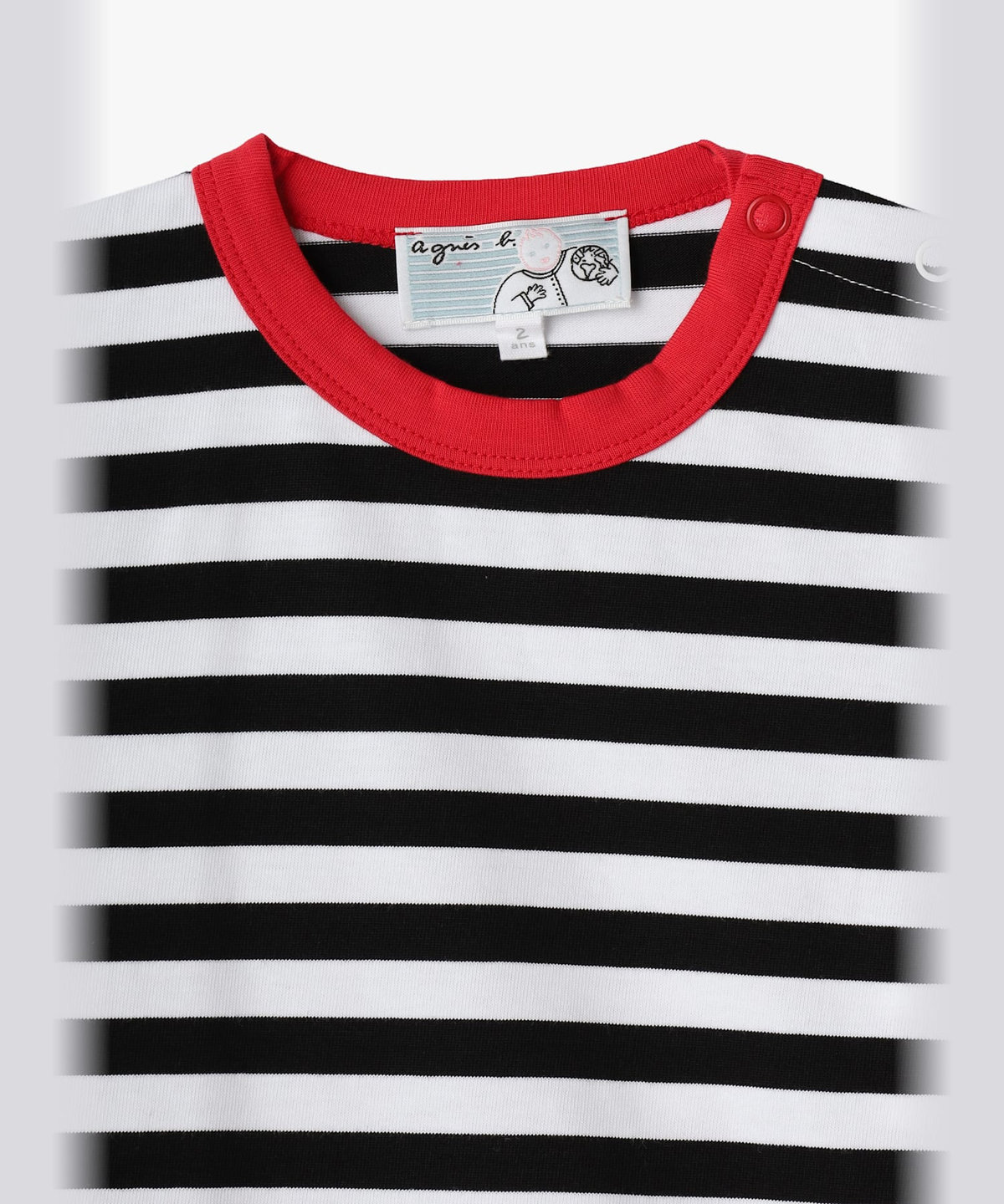 ENFANT ベビー ベビー ボーダー コットン 半袖 Tシャツ ホワイト×ブラック