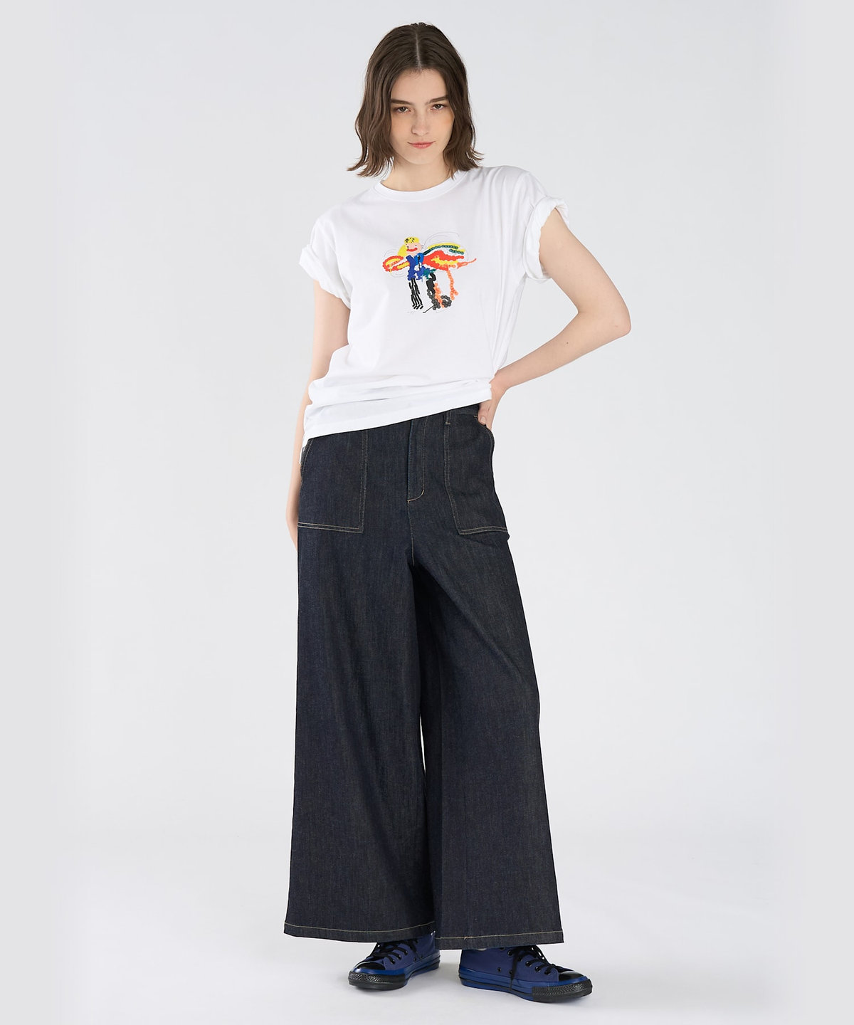 To b. by agnès b. Fairy T オーガニックコットン 半袖 アーティストTシャツ ホワイト