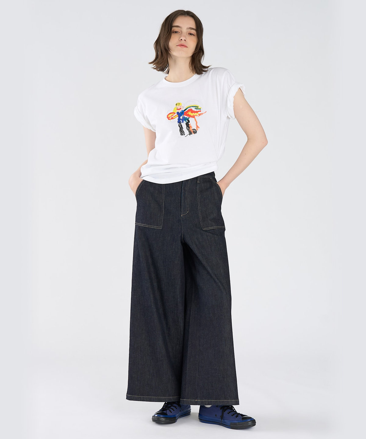 To b. by agnès b. Fairy T オーガニックコットン 半袖 アーティストTシャツ ホワイト