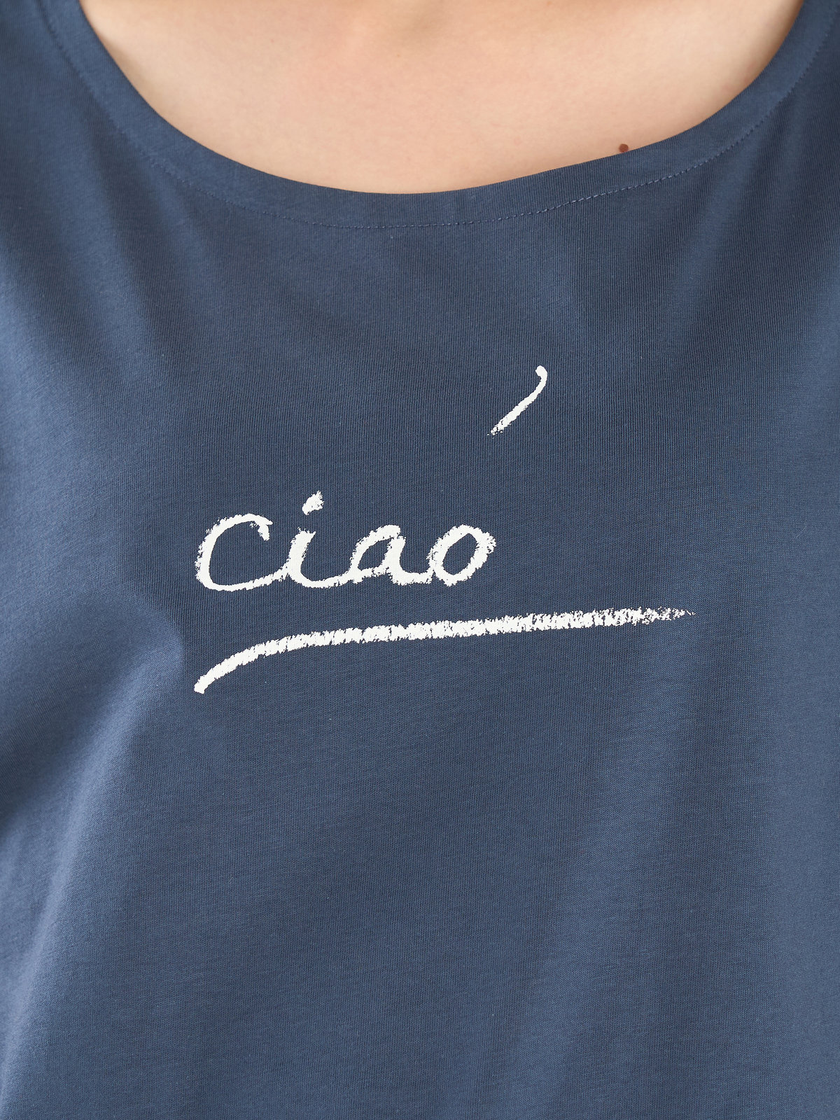 FEMME ウィメンズ メッセージプリント コットン 半袖 Tシャツ "Ciao" ブルー系その他