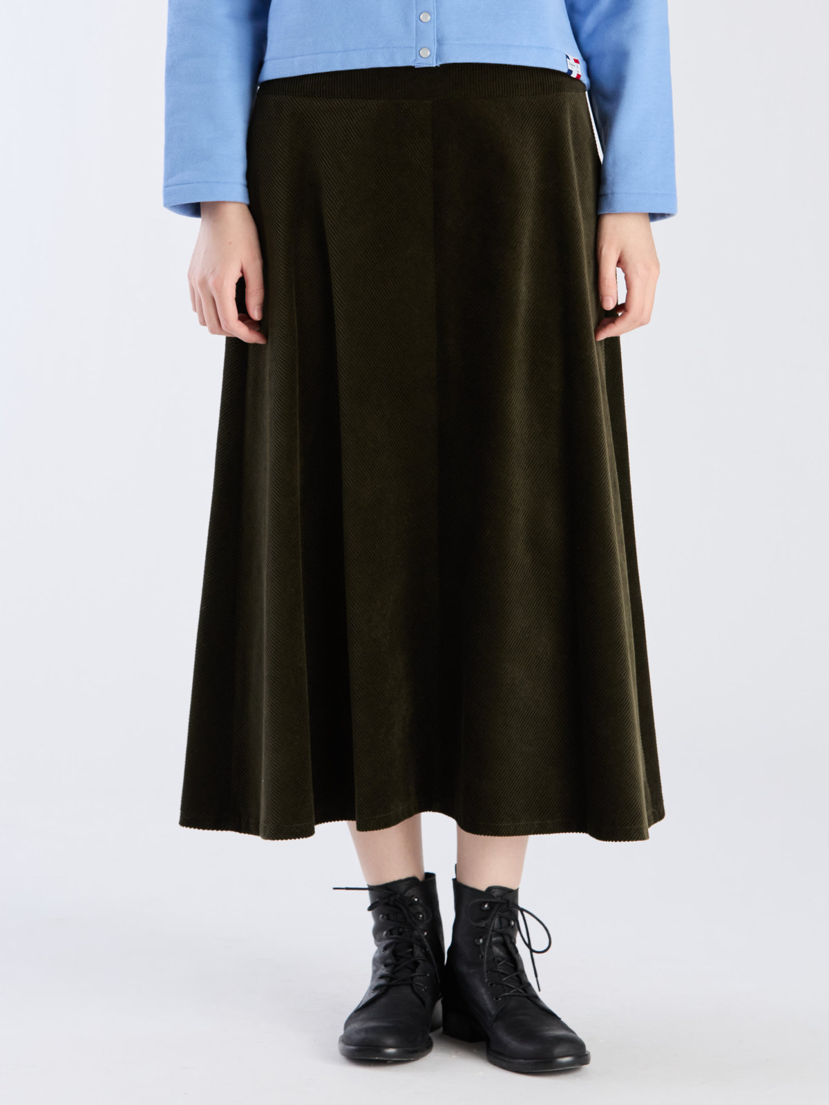 FEMME ウィメンズ 【Outlet】UR88 JUPE コーデュロイフレアロングスカート カーキ