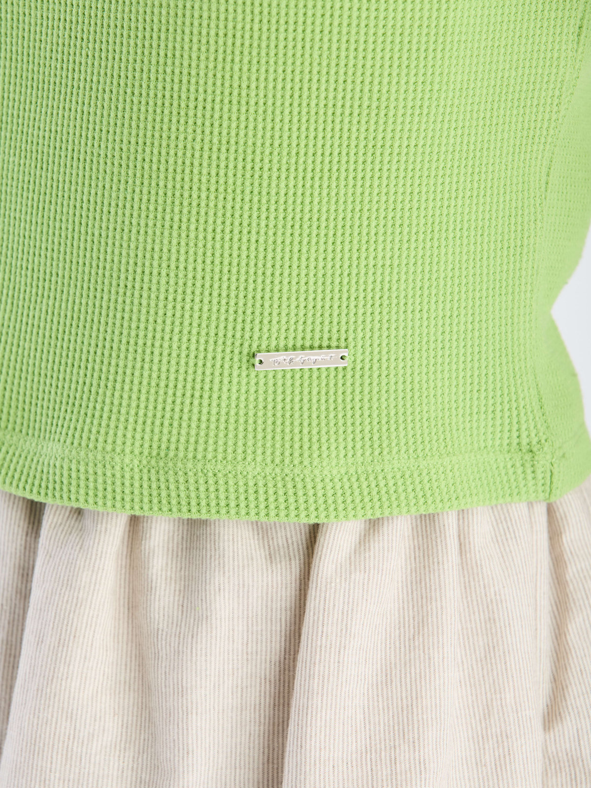 To b. by agnès b. 【Outlet】ワッフル コンパクト 半袖 Tシャツ グリーン