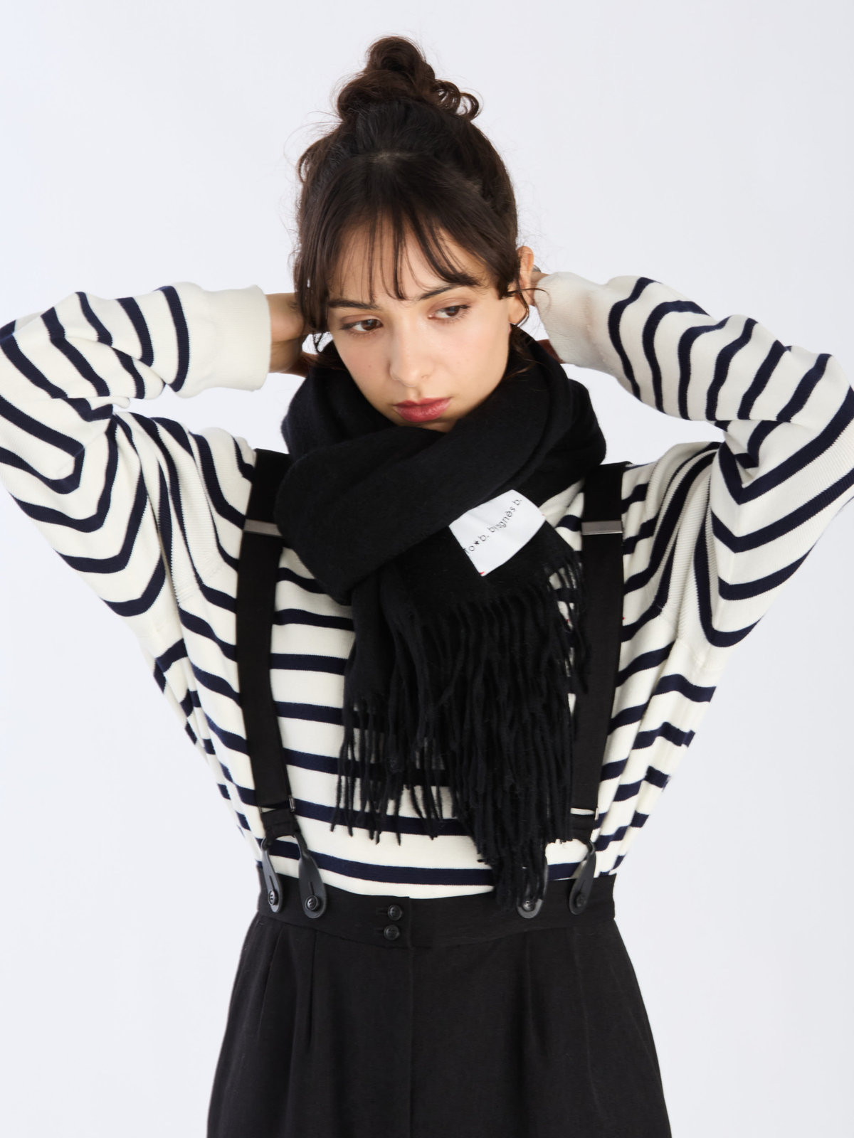 To b. by agnès b. ウール カシミヤ マフラー ブラック