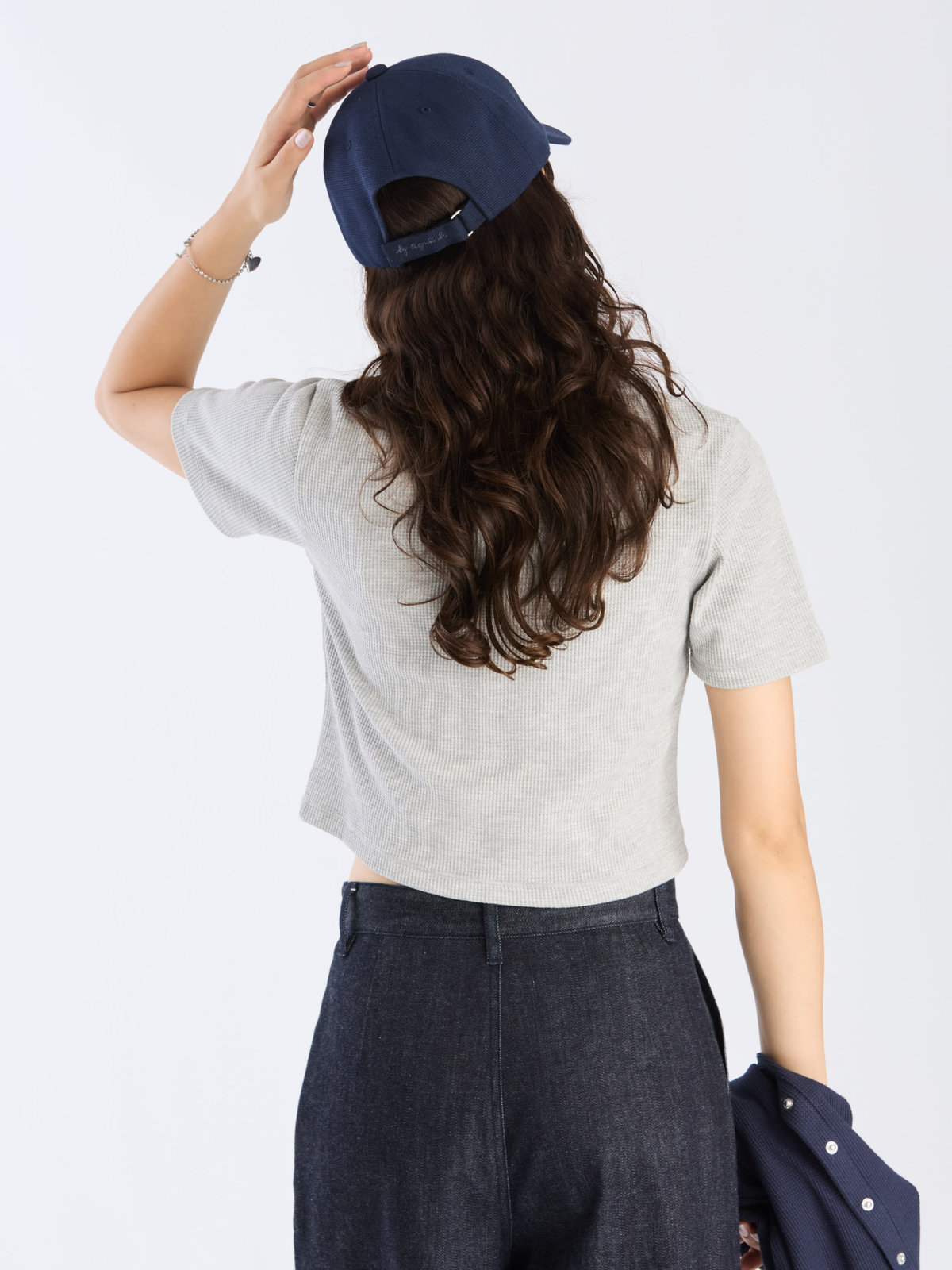 To b. by agnès b. 【Outlet】ワッフル コンパクト 半袖 Tシャツ グレー