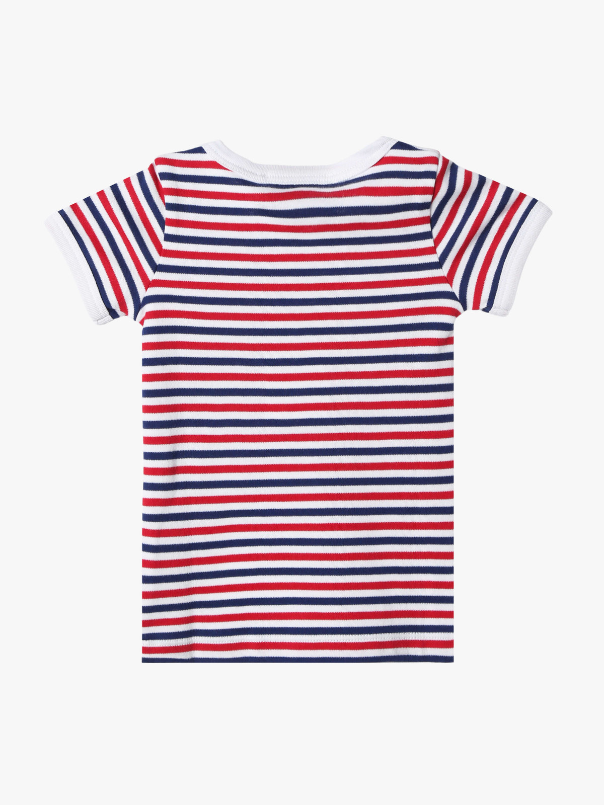 ENFANT ベビー ベビー "b."ロゴ 刺繍 トリコロールボーダー コットン 半袖 Tシャツ ネイビー