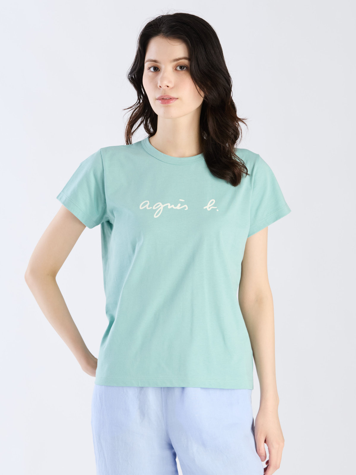 FEMME ウィメンズ ロゴプリント コットン 半袖 Tシャツ "Brando" ライトグリーン