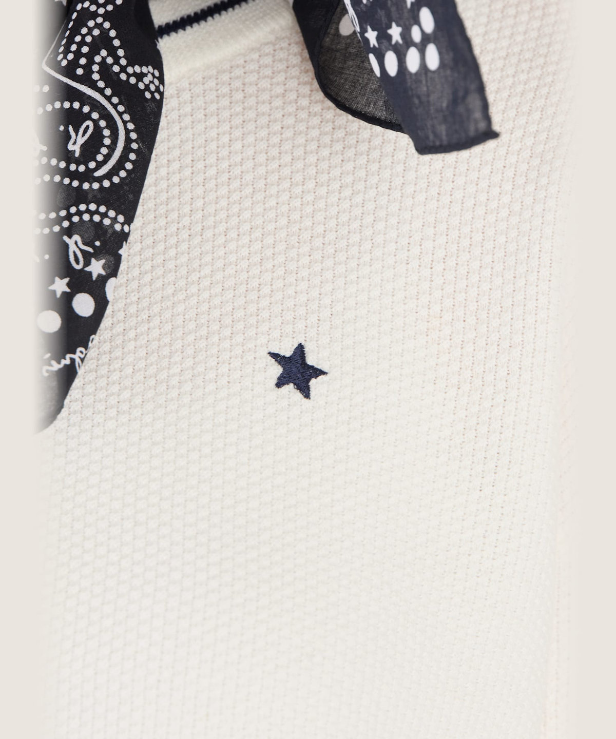 To b. by agnès b. スター 刺繍 ライン コットン 長袖 ニット プルオーバー ホワイト