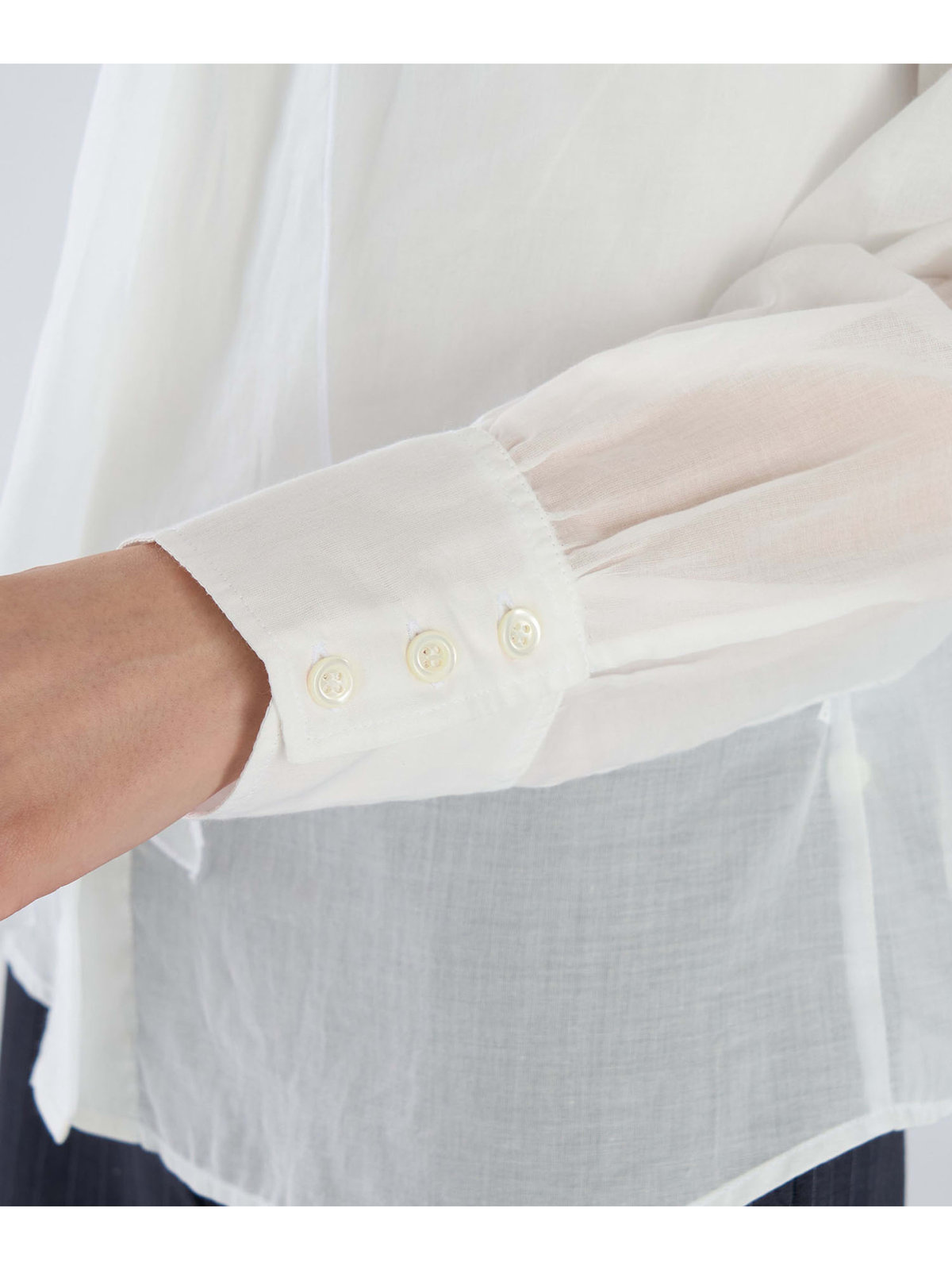 FEMME ウィメンズ コットン 長袖 ボウタイ ブラウス ホワイト