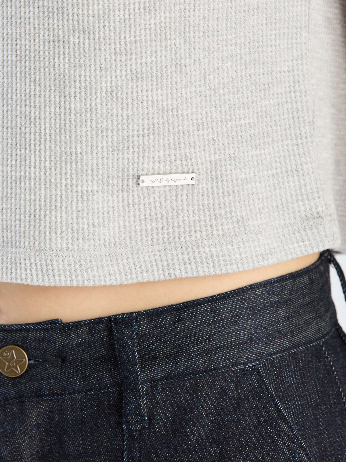 To b. by agnès b. 【Outlet】ワッフル コンパクト 半袖 Tシャツ グレー