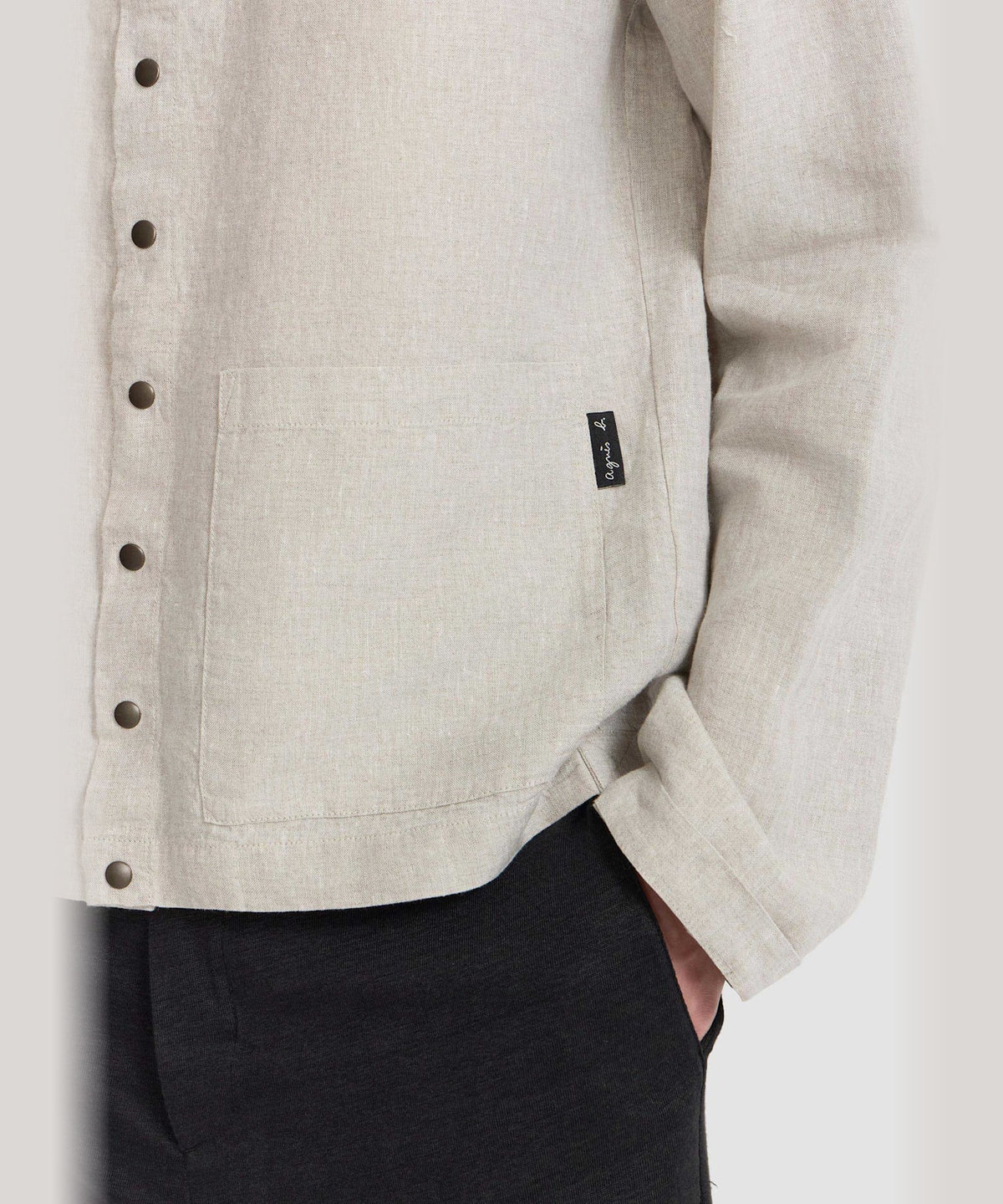 HOMME メンズ メンズ リネン 長袖 シャツ カーディガン グレー