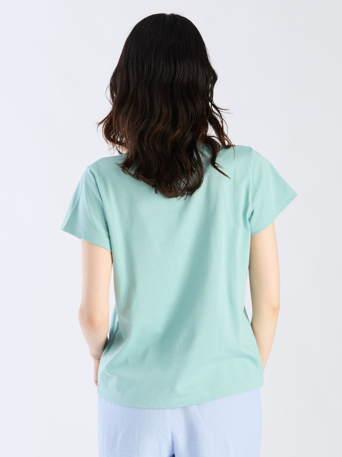 FEMME ウィメンズ ロゴプリント コットン 半袖 Tシャツ "Brando" ライトグリーン
