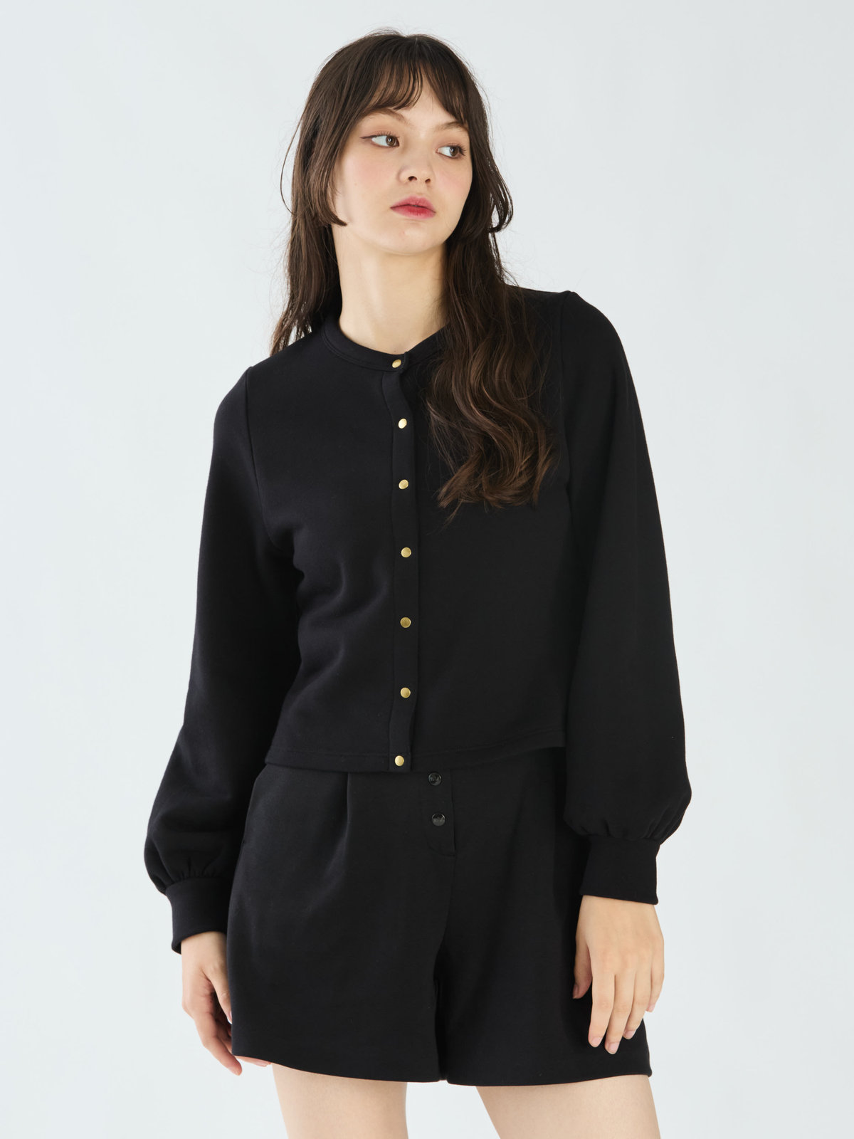 To b. by agnès b. 【Outlet】コットン ブラッシュド プリティ カーディガン ブラック