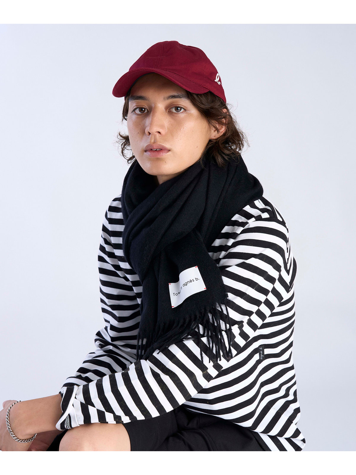 To b. by agnès b. ウール カシミヤ マフラー ブラック