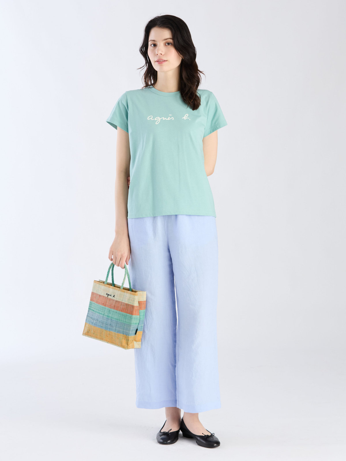 FEMME ウィメンズ ロゴプリント コットン 半袖 Tシャツ "Brando" ライトグリーン