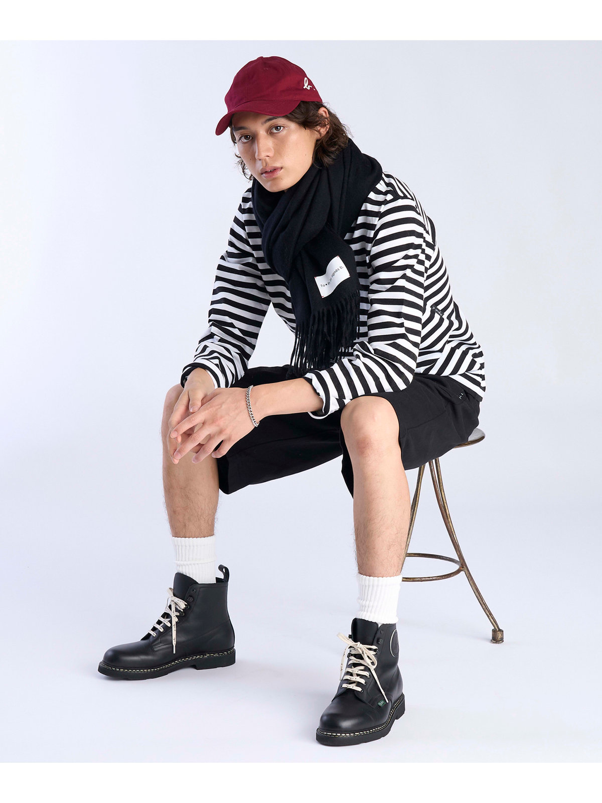 To b. by agnès b. ウール カシミヤ マフラー ブラック