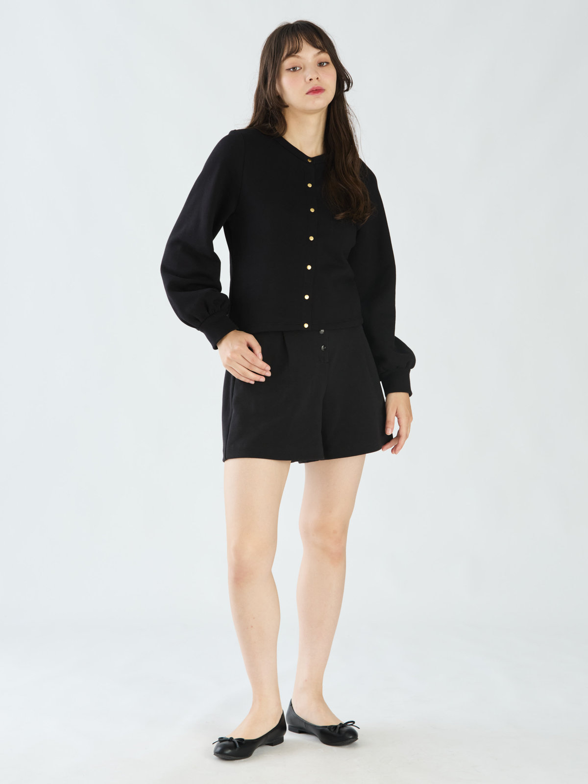 To b. by agnès b. 【Outlet】コットン ブラッシュド プリティ カーディガン ブラック