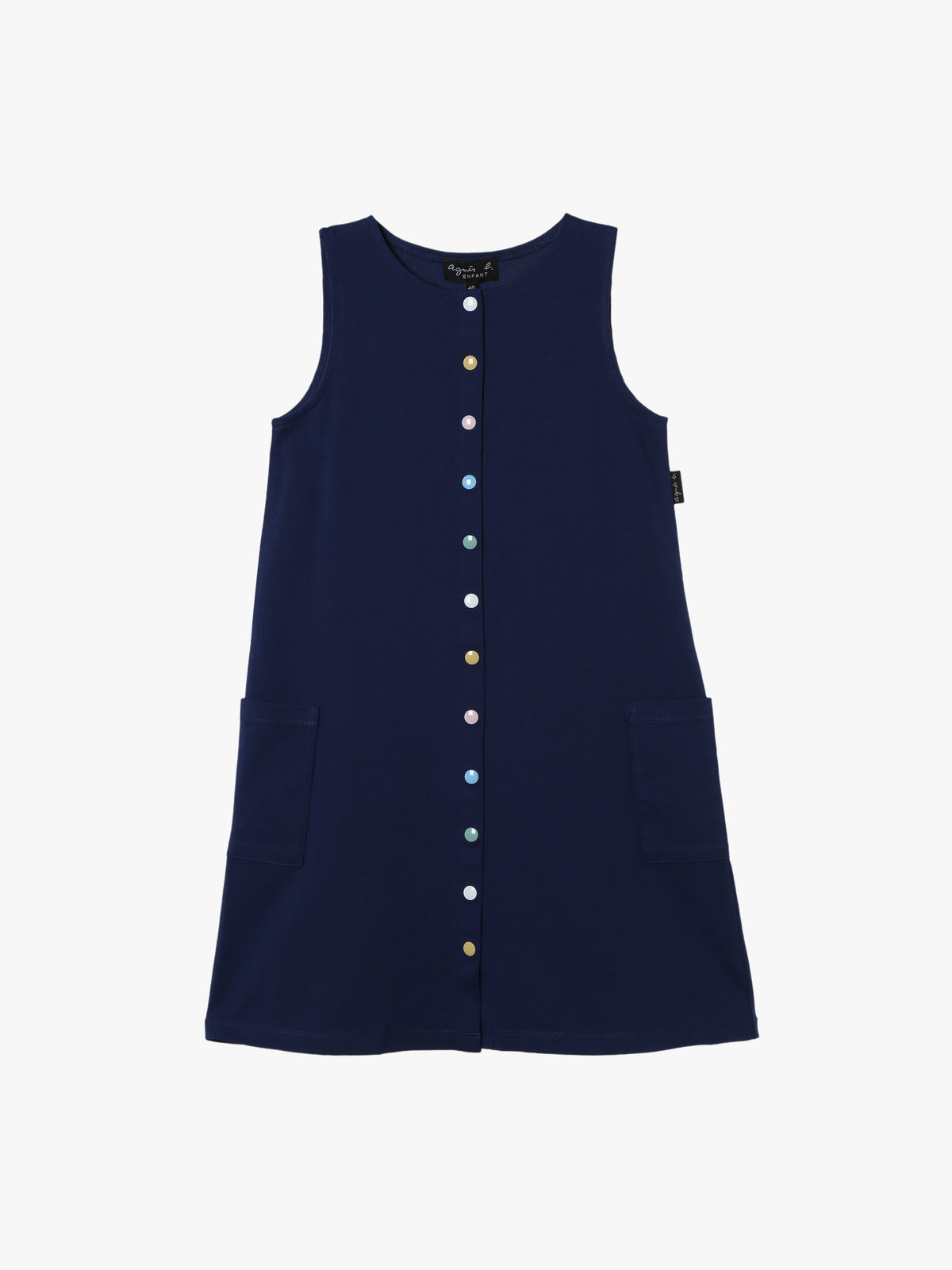 ENFANT ガールズ キッズ マルチカラー コットン ノースリーブ ワンピース "Barbie" ネイビー