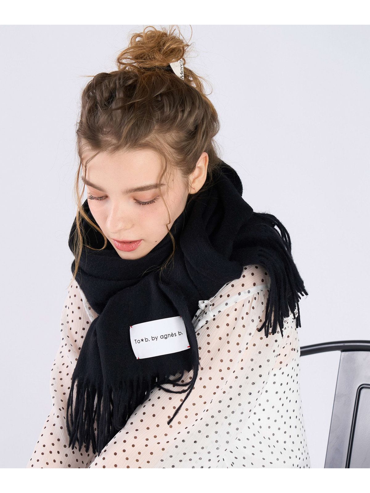 To b. by agnès b. ウール カシミヤ マフラー ブラック