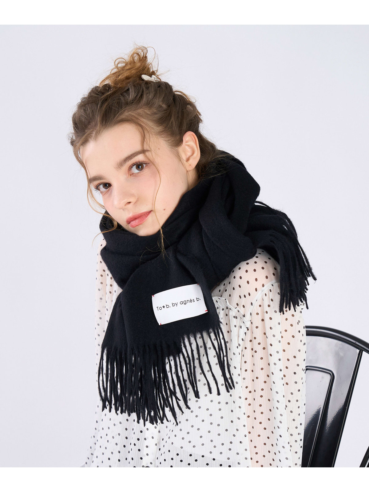 To b. by agnès b. ウール カシミヤ マフラー ブラック