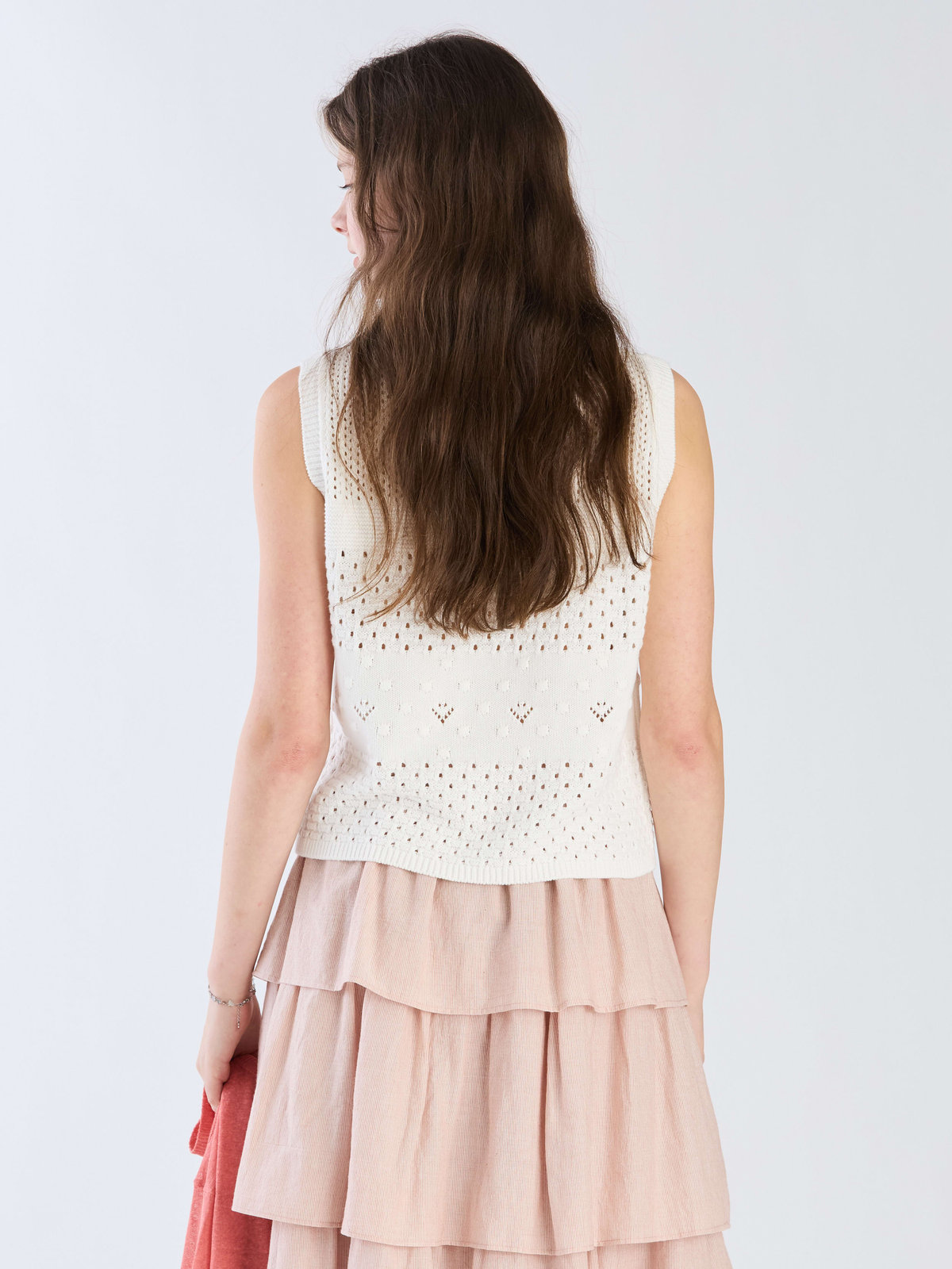 To b. by agnès b. 【Outlet】コットン オープンワーク ニット プルオーバー オフホワイト