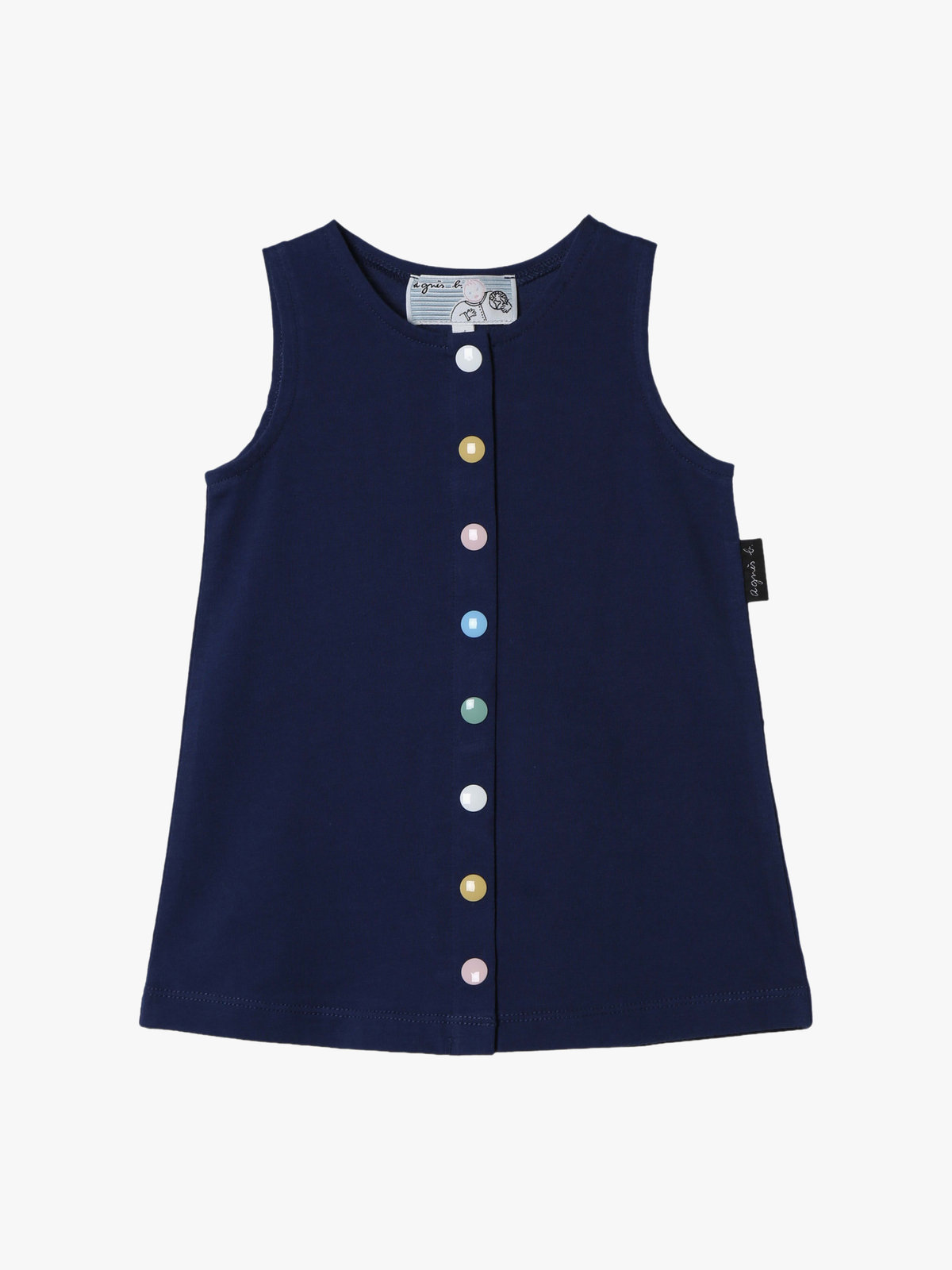 ENFANT ベビー ベビー マルチカラー コットン ノースリーブ ワンピース "Barbie" ネイビー