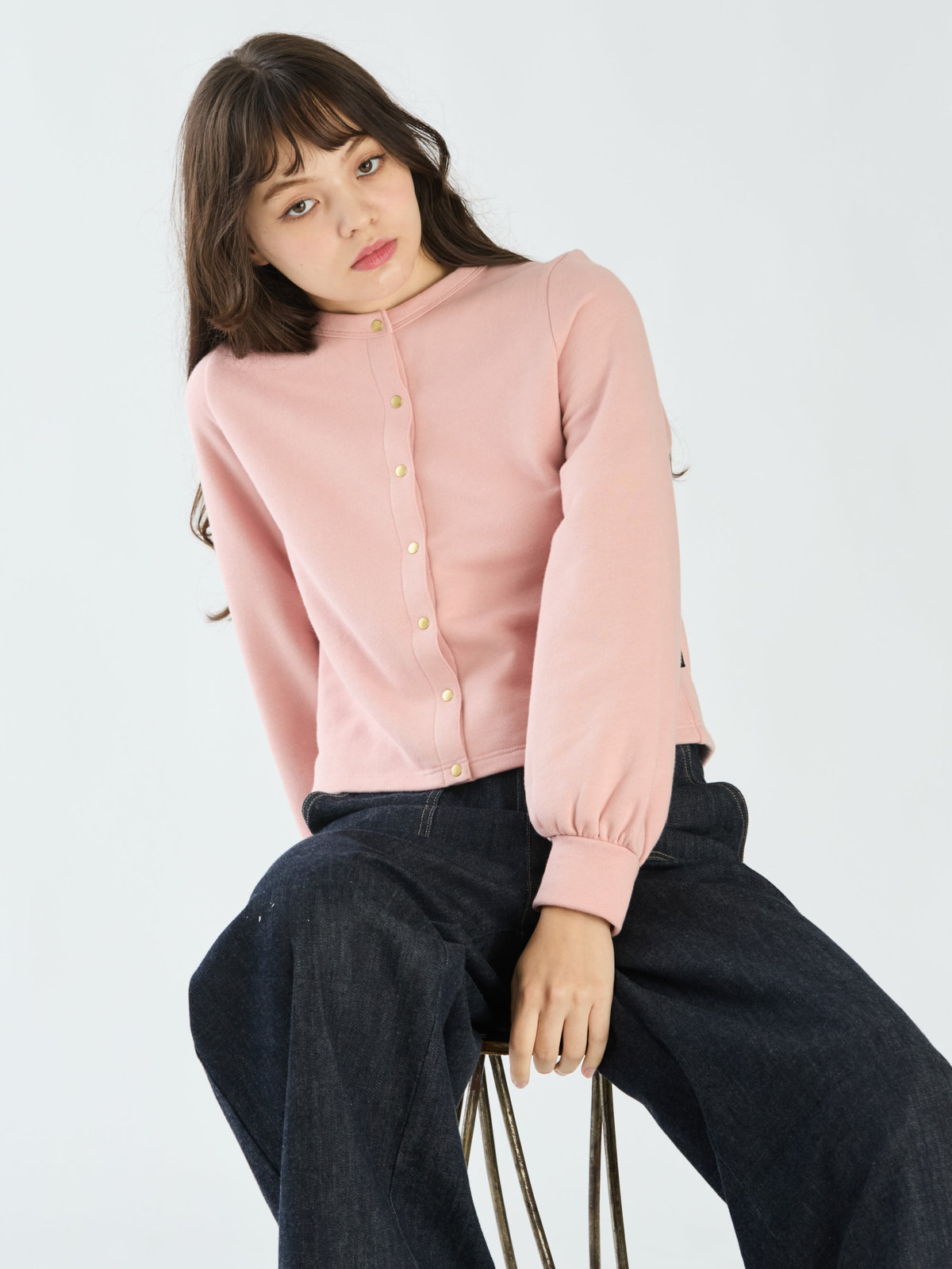 To b. by agnès b. 【Outlet】コットン ブラッシュド プリティ カーディガン ペールピンク