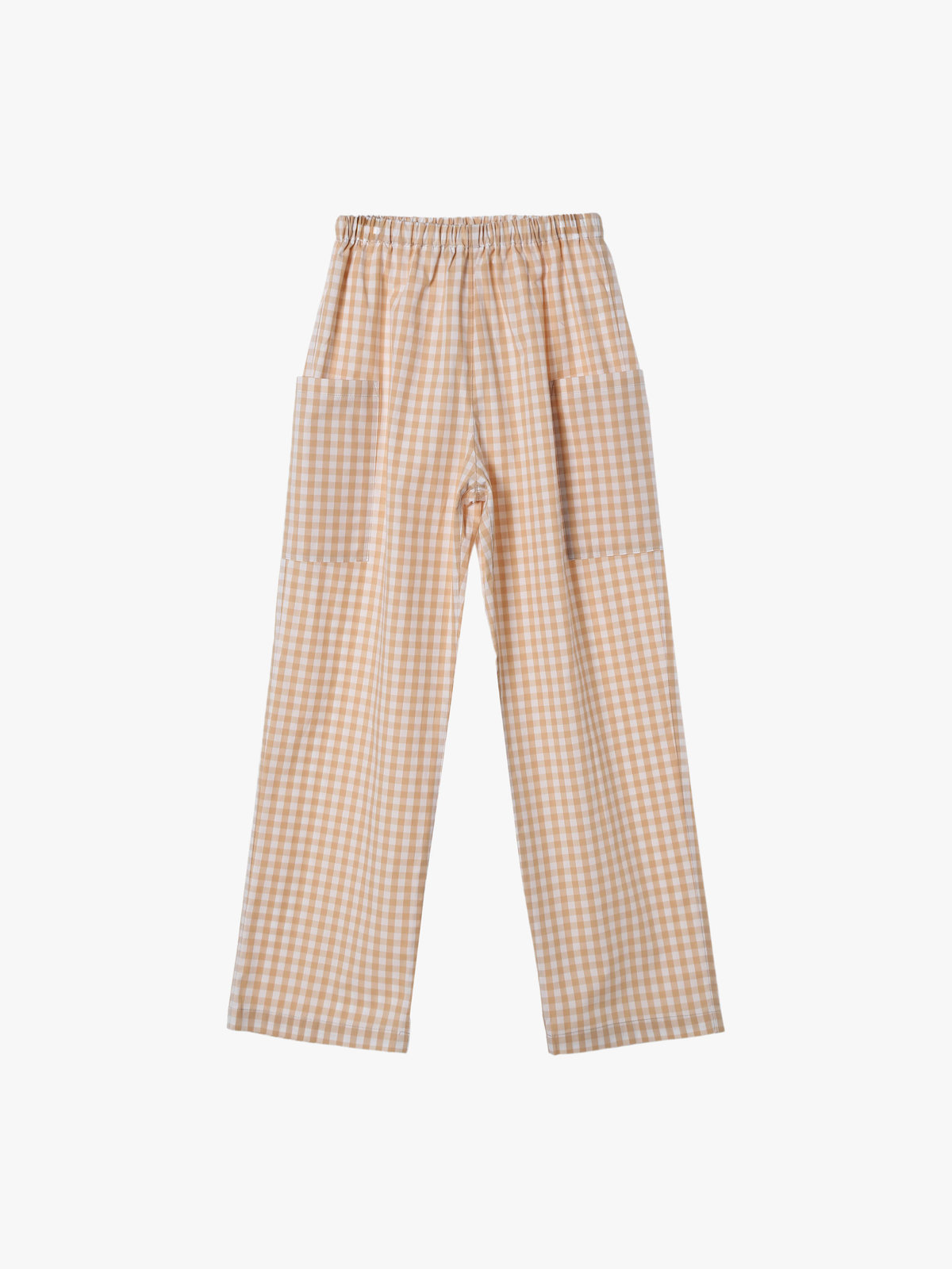 ENFANT ユニセックス キッズ ギンガムチェック コットン フルレングス パンツ "Poches" ブラウン系その他