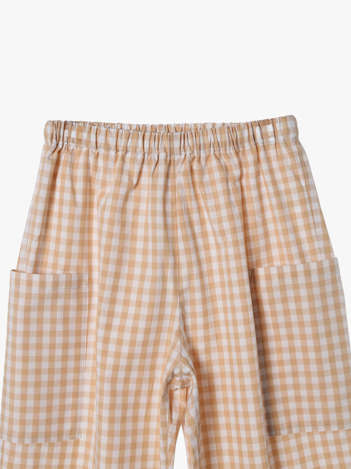 ENFANT ユニセックス キッズ ギンガムチェック コットン フルレングス パンツ "Poches" ブラウン系その他