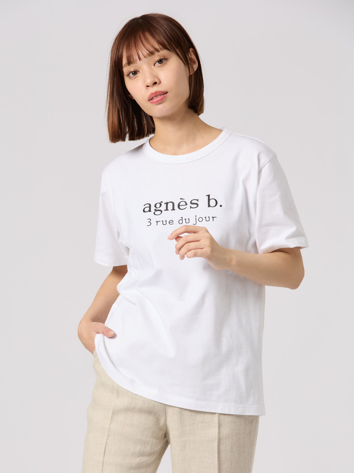 FEMME ウィメンズ 【Outlet】【ユニセックス】SEQ9 “3 rue du jour"ロゴTシャツ ホワイト
