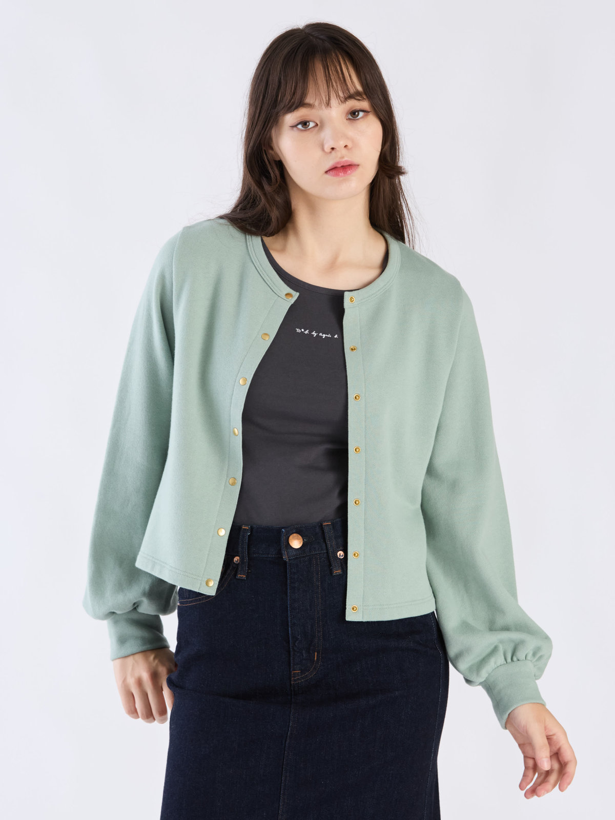 To b. by agnès b. 【Outlet】コットン ブラッシュド プリティ カーディガン グリーン系その他