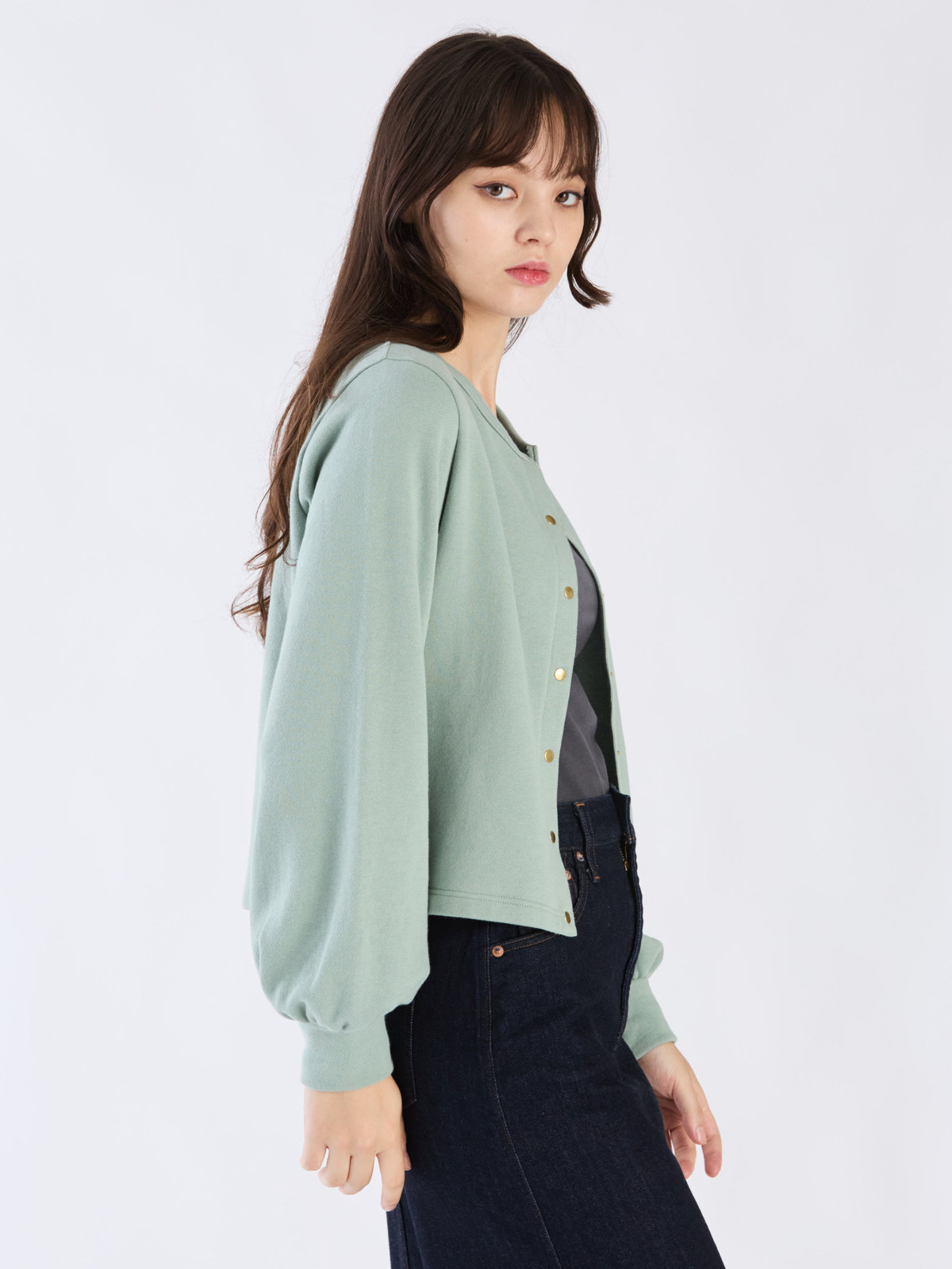 To b. by agnès b. 【Outlet】コットン ブラッシュド プリティ カーディガン グリーン系その他