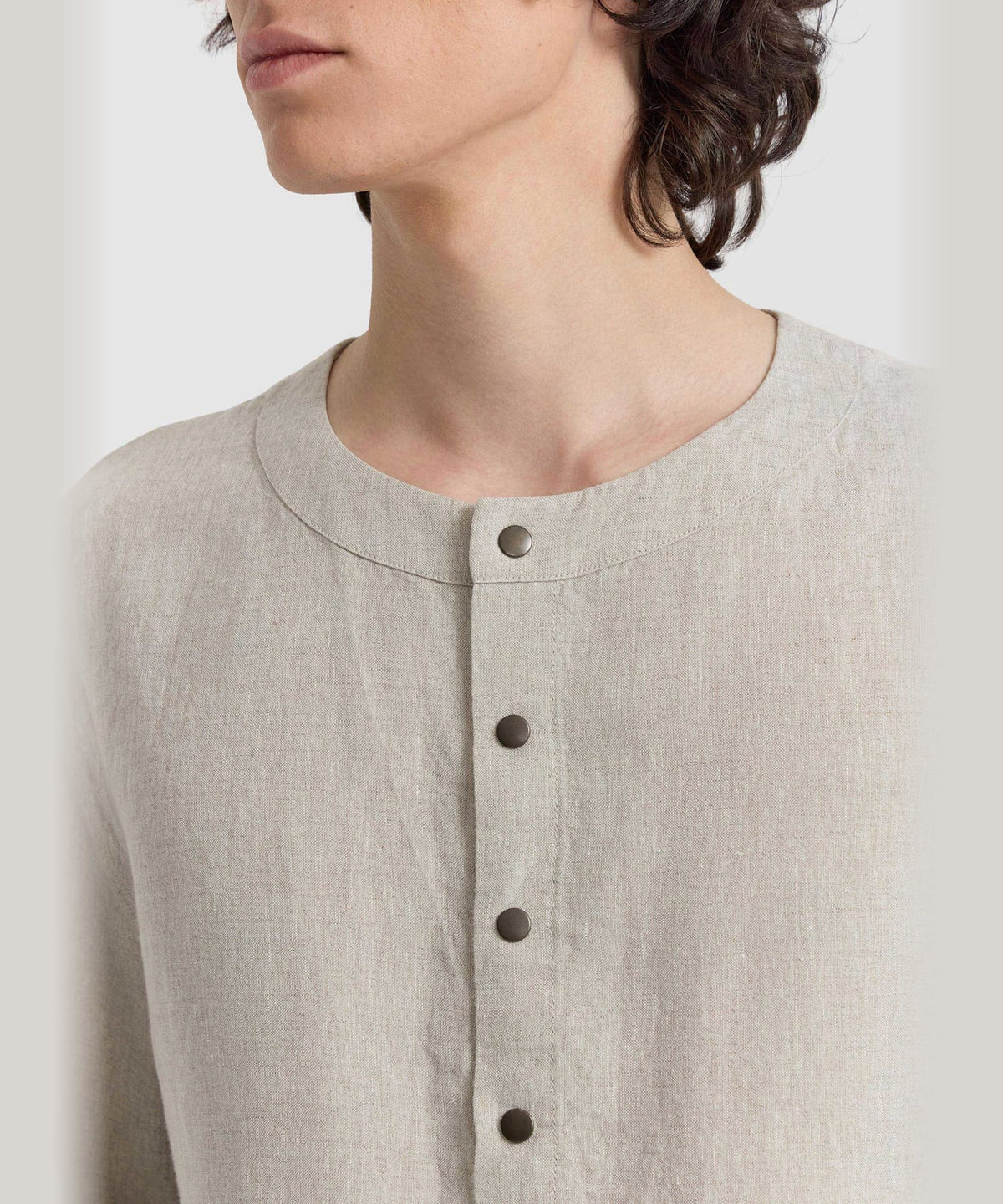 HOMME メンズ メンズ リネン 長袖 シャツ カーディガン グレー