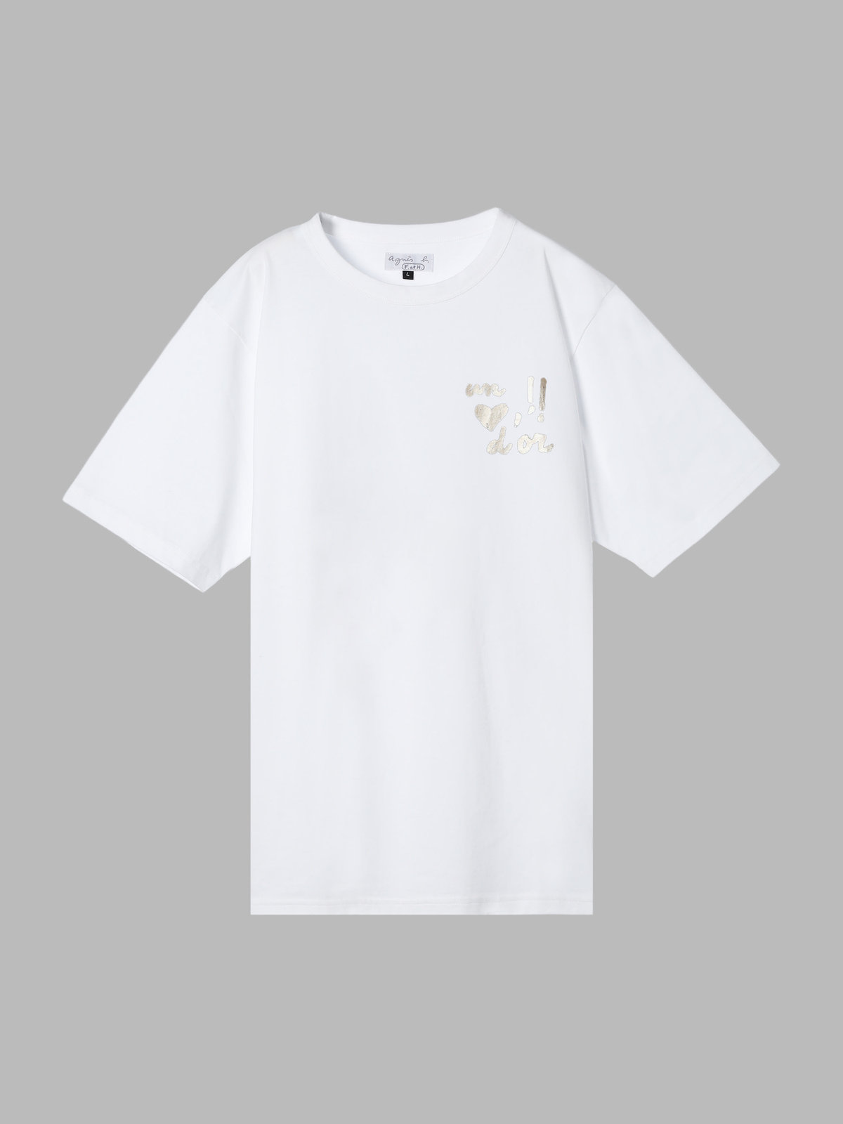 FEMME ウィメンズ 【by R 限定品】agnes b. プリント コットン 半袖 Tシャツ "un coeur d'or !!" ホワイト