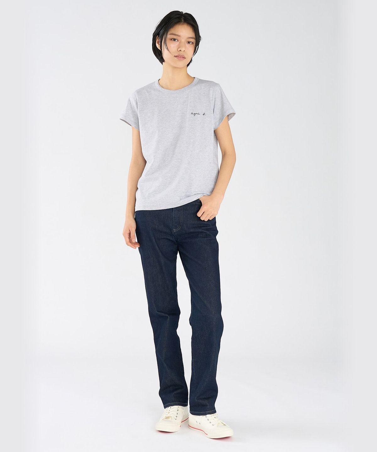 FEMME ウィメンズ ロゴ プリント コットン 半袖 Tシャツ "Brando" グレー