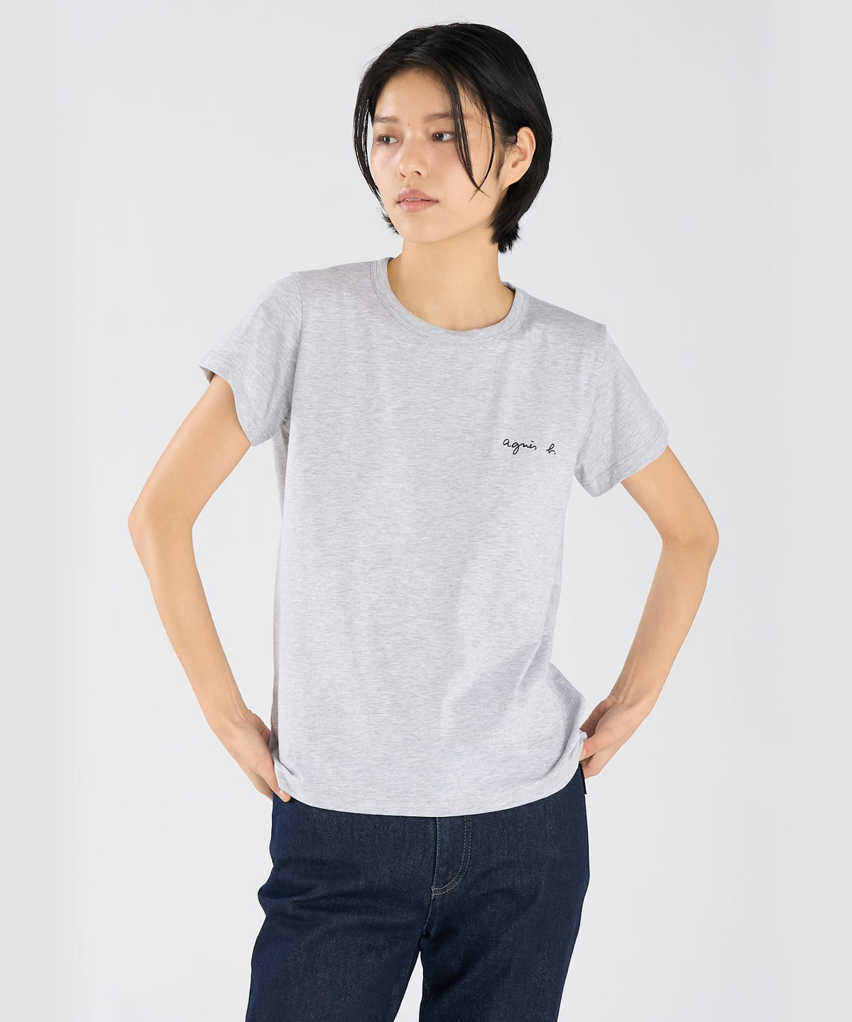 FEMME ウィメンズ ロゴ プリント コットン 半袖 Tシャツ "Brando" グレー