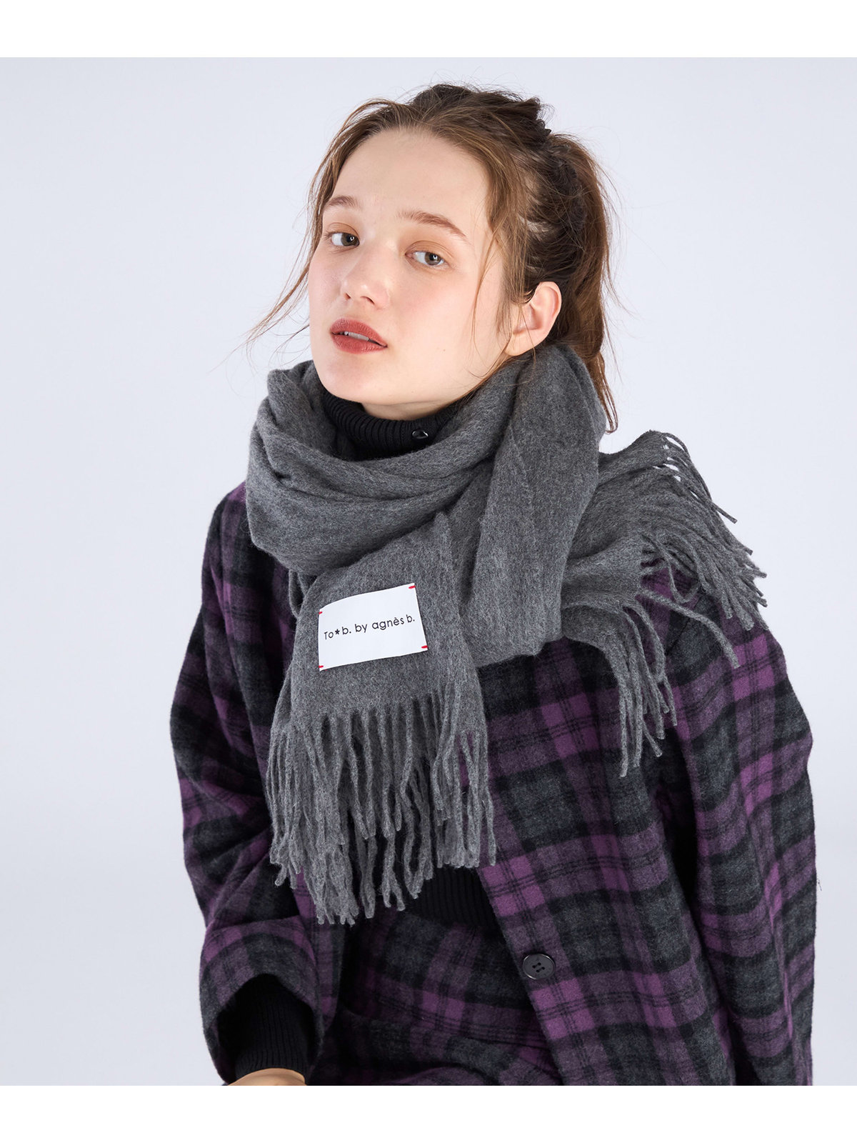 To b. by agnès b. ウール カシミヤ マフラー グレー