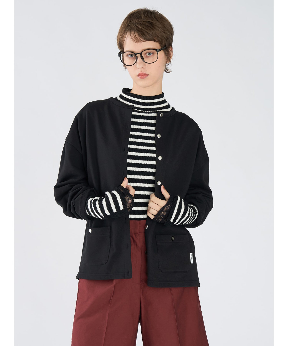 To b. by agnès b. To b. by agnes b.× green label relaxing コットン ビッグカーディガン ブラック