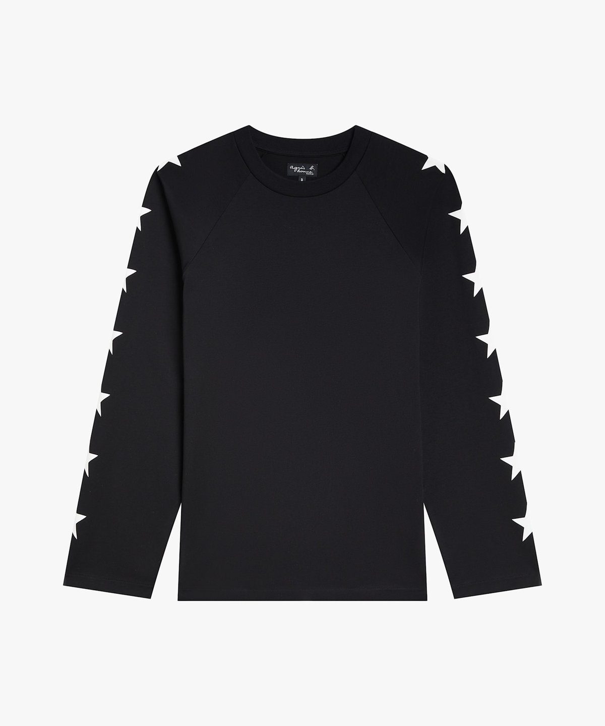 HOMME メンズ メンズ プリント オーガニックコットン 長袖 Tシャツ "Senga" ブラック