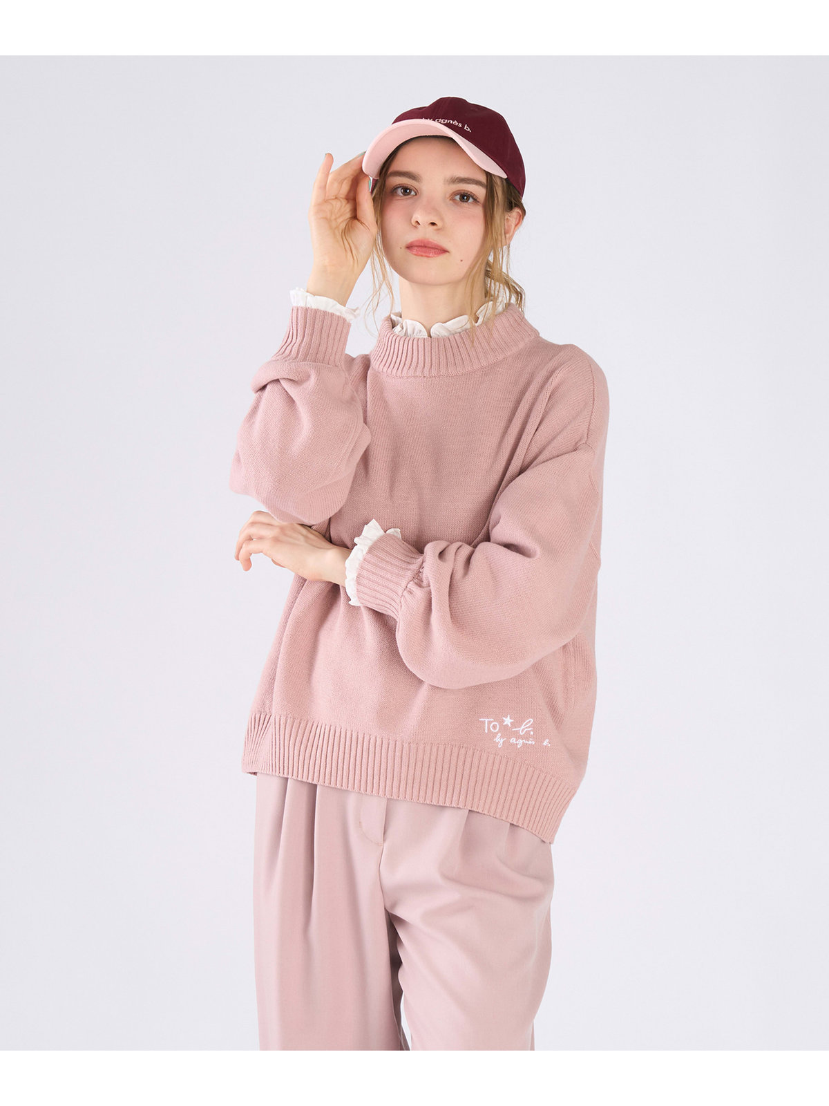 To b. by agnès b. ソフトニット プルオーバー ピンク