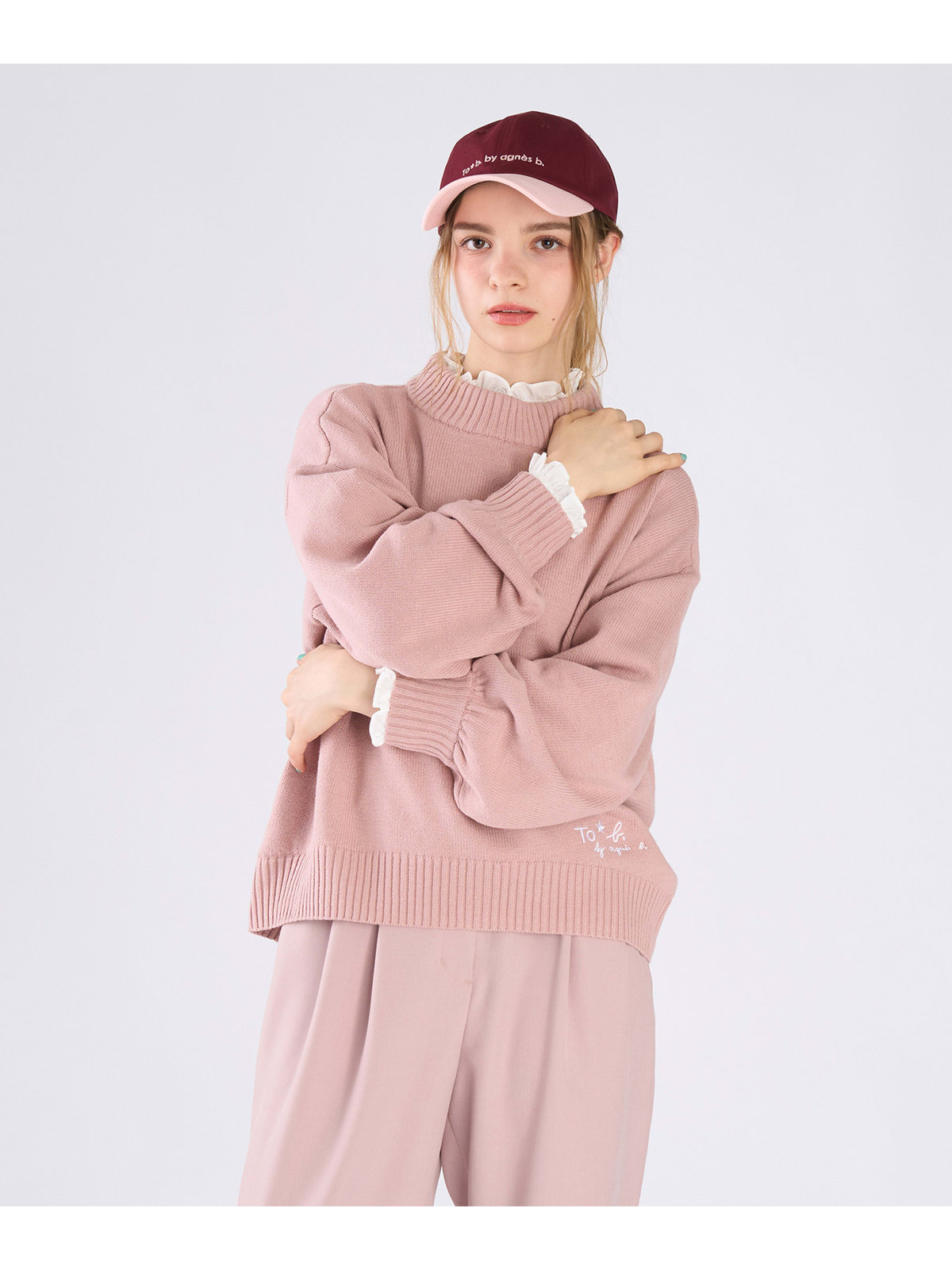 To b. by agnès b. ソフトニット プルオーバー ピンク