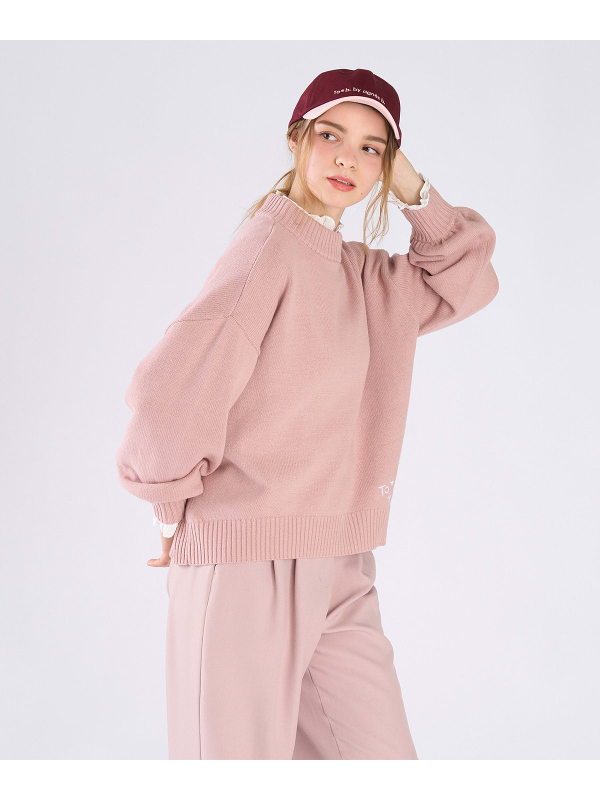 To b. by agnès b. ソフトニット プルオーバー ピンク