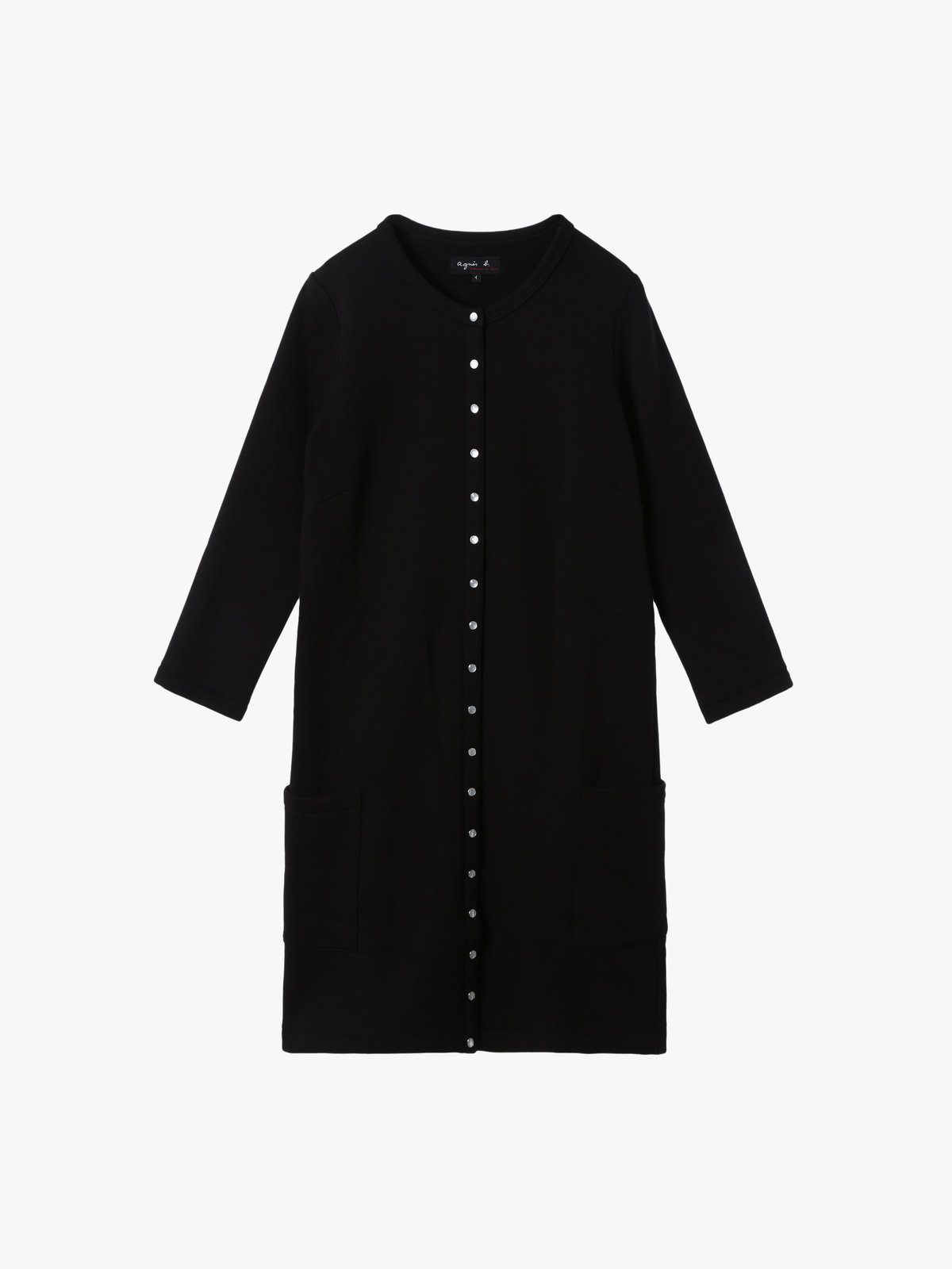 FEMME ウィメンズ オーガニックコットン メルトン 七分袖 カーディガンプレッション ”Robe” ブラック