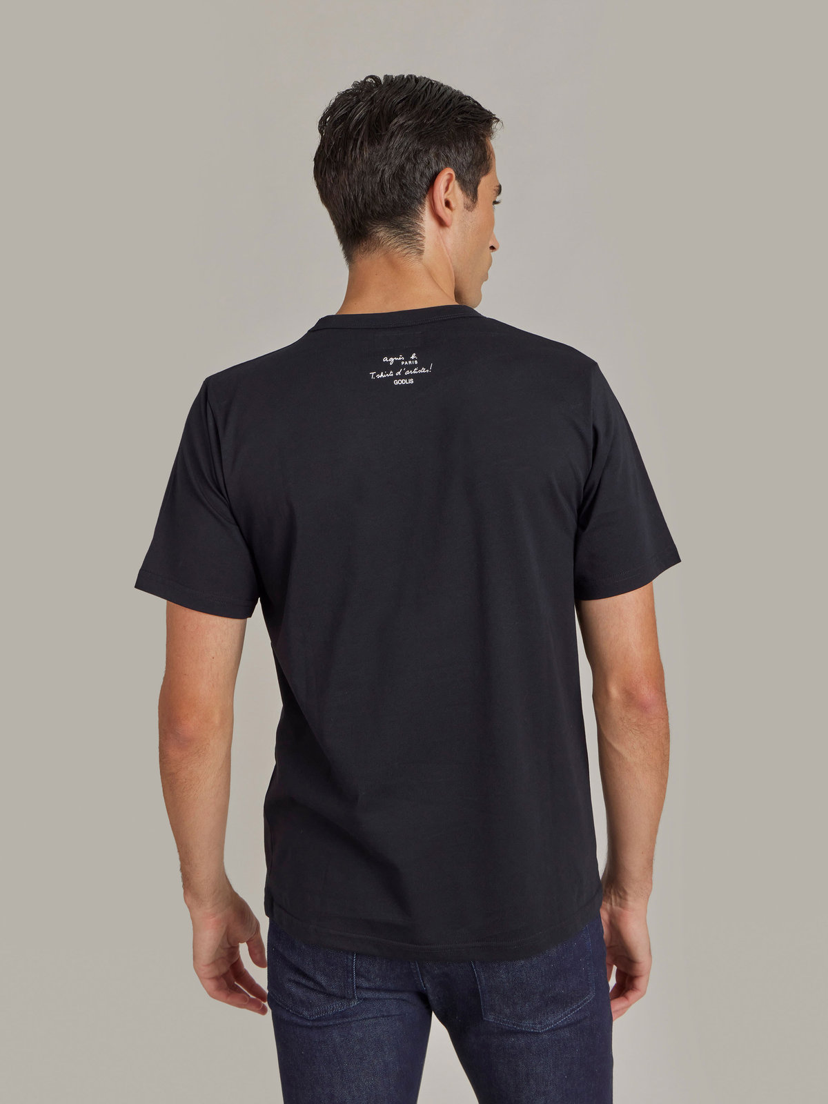 FEMME ウィメンズ プリント コットン 半袖 アーティスト Tシャツ "Dodlis" ブラック