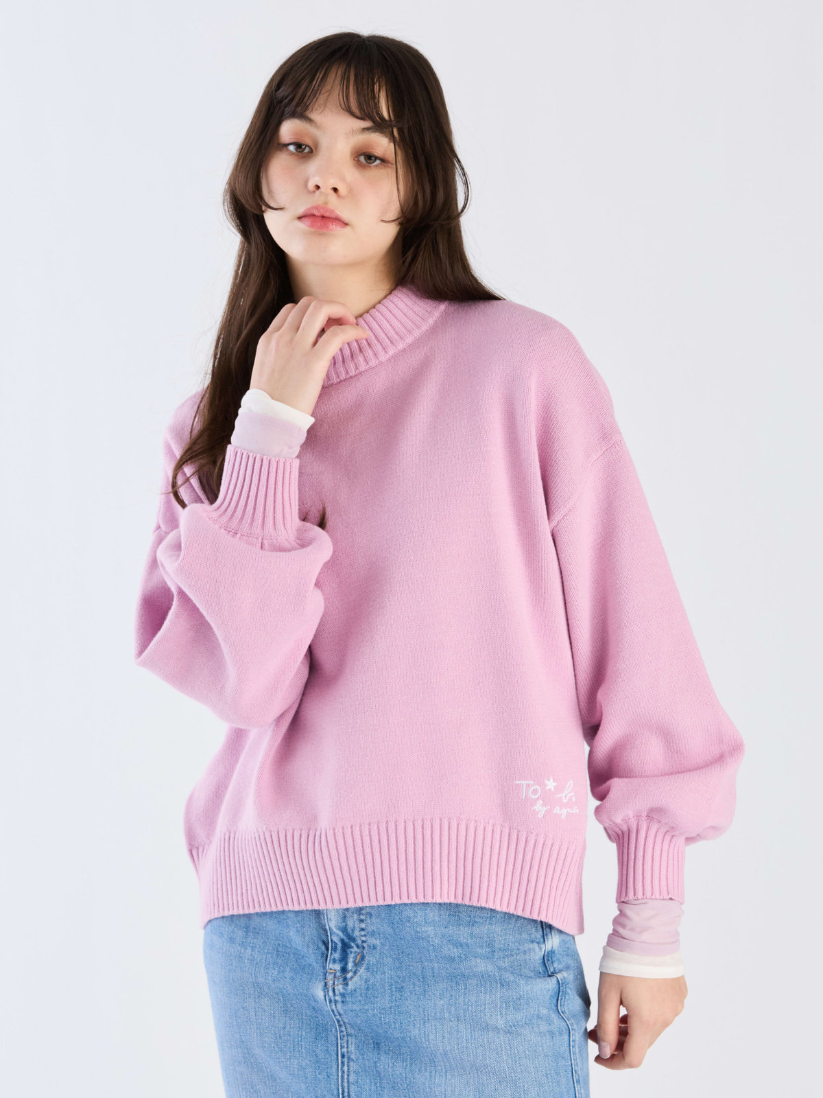 To b. by agnès b. 【Outlet】ソフトニット プルオーバー ピンク