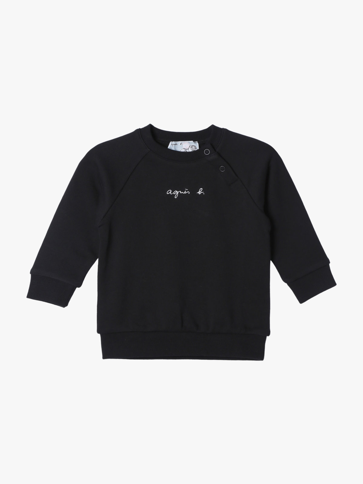 ENFANT ベビー ベビー ロゴ コットン 長袖 スウェット ブラック