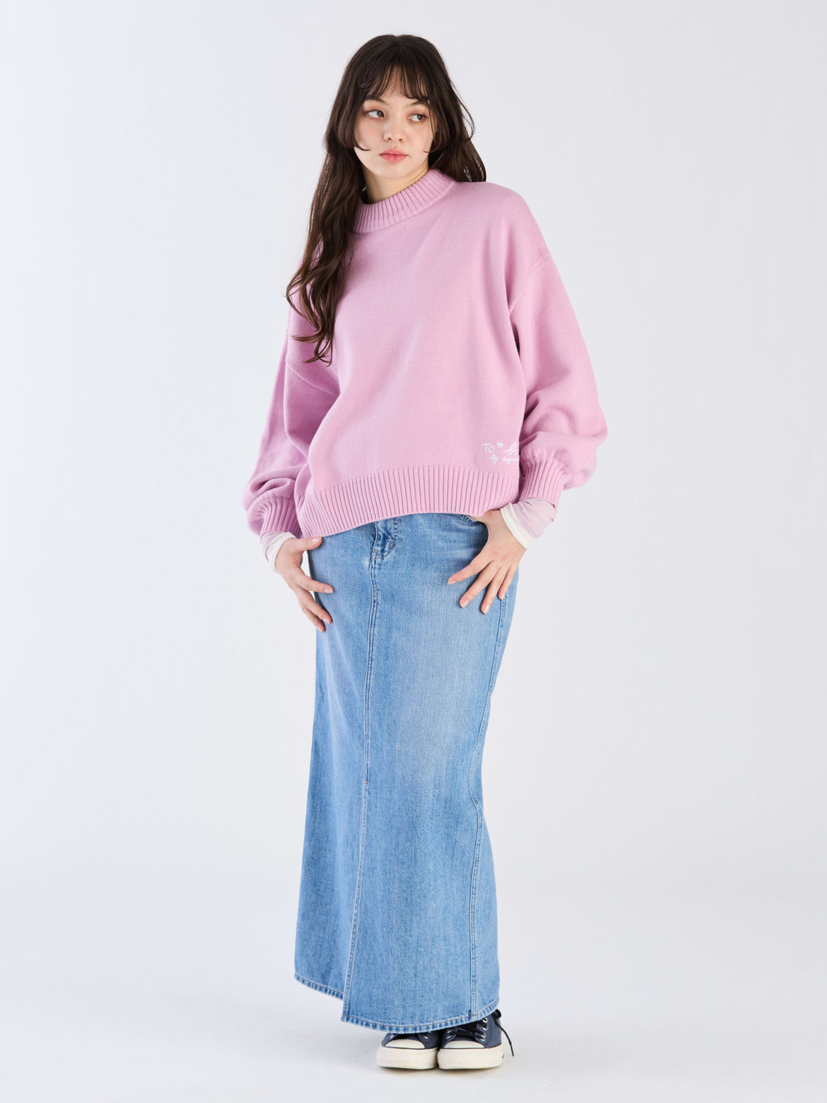 To b. by agnès b. 【Outlet】ソフトニット プルオーバー ピンク