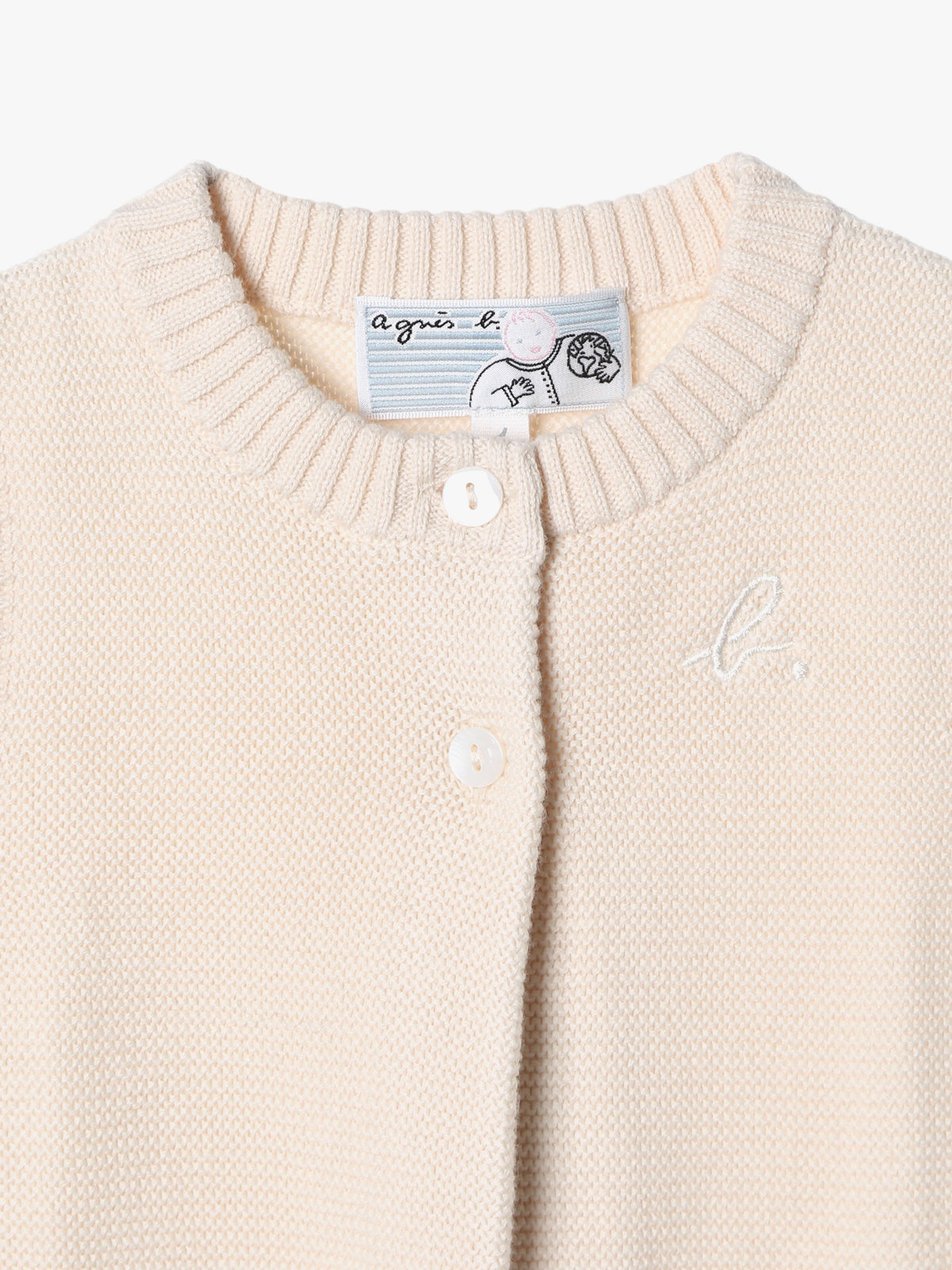 ENFANT ベビー ベビー "b." ロゴ コットン ノースリーブ ニット ベスト ホワイト