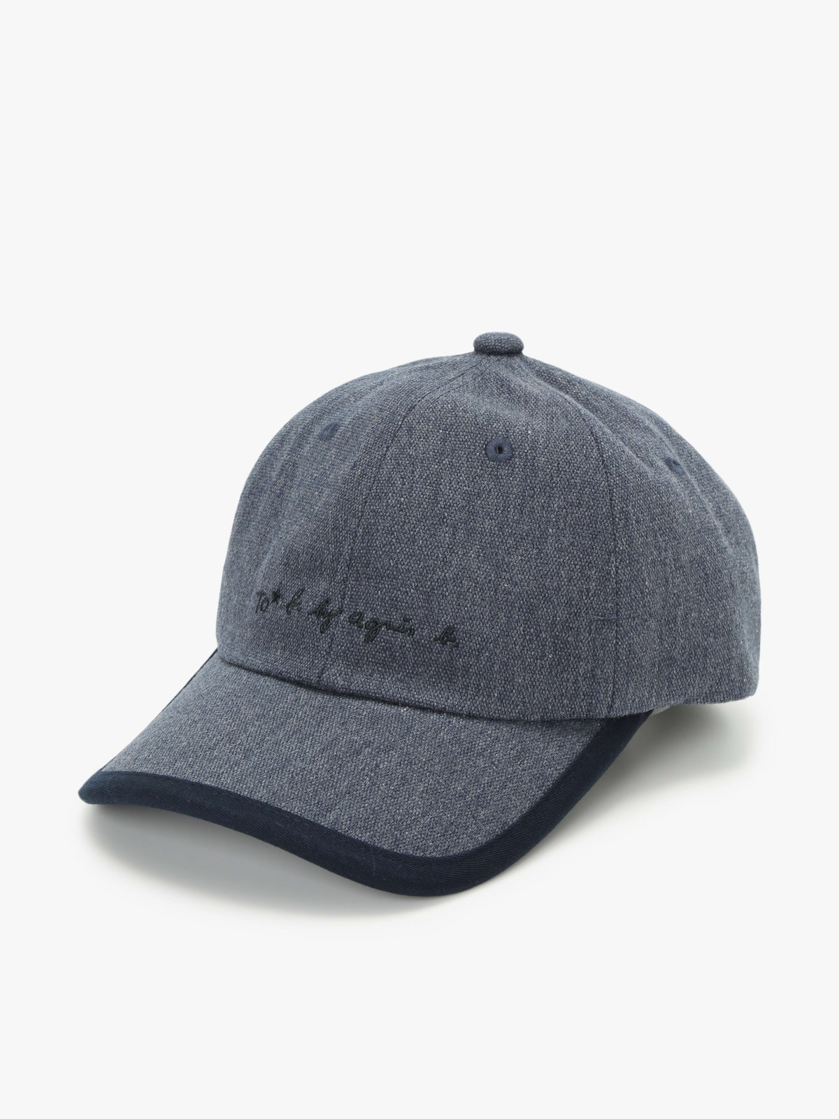 To b. by agnès b. 【Outlet】ロゴ刺繍 バイカラー パイピング キャップ ネイビー