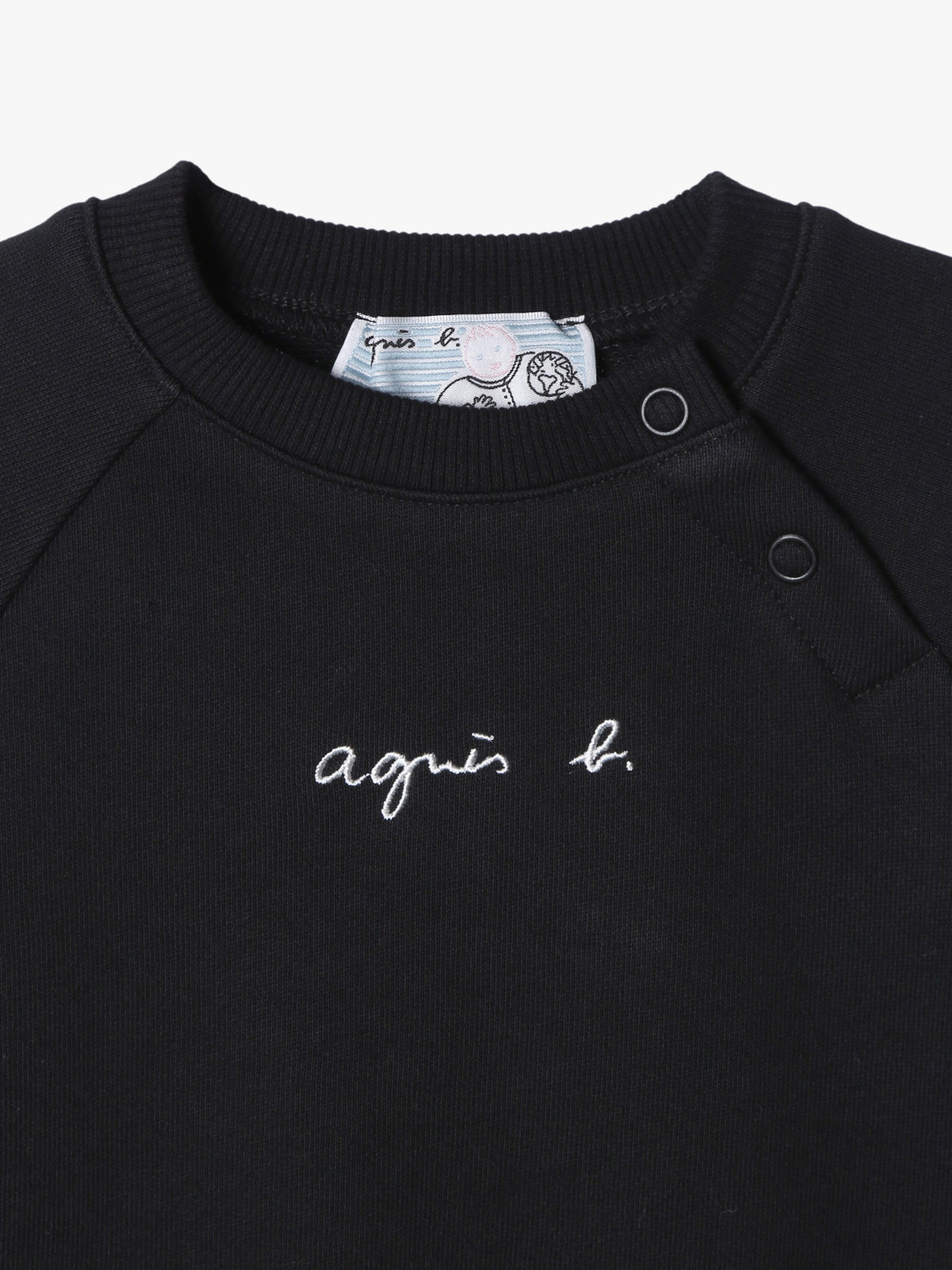 ENFANT ベビー ベビー ロゴ コットン 長袖 スウェット ブラック